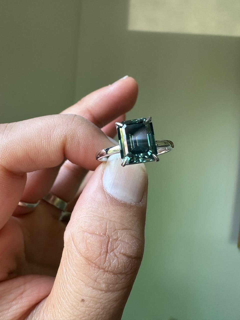 3 CT Emerald Cut Alexandrite Engagement Ring | 14K White Gold Solitaire Proposal Ring