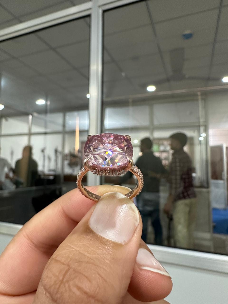 10 CT Pink Emerald Moissanite Engagement Ring