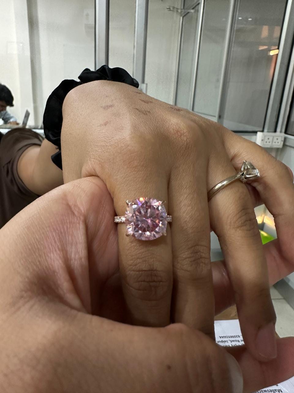 10 CT Pink Emerald Moissanite Engagement Ring