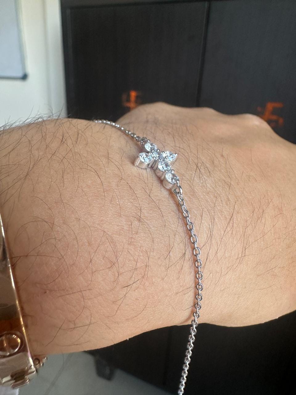 Cross Moissanite Bracelet | 1.5 CT Sterling Silver Dainty Chain Jewelry