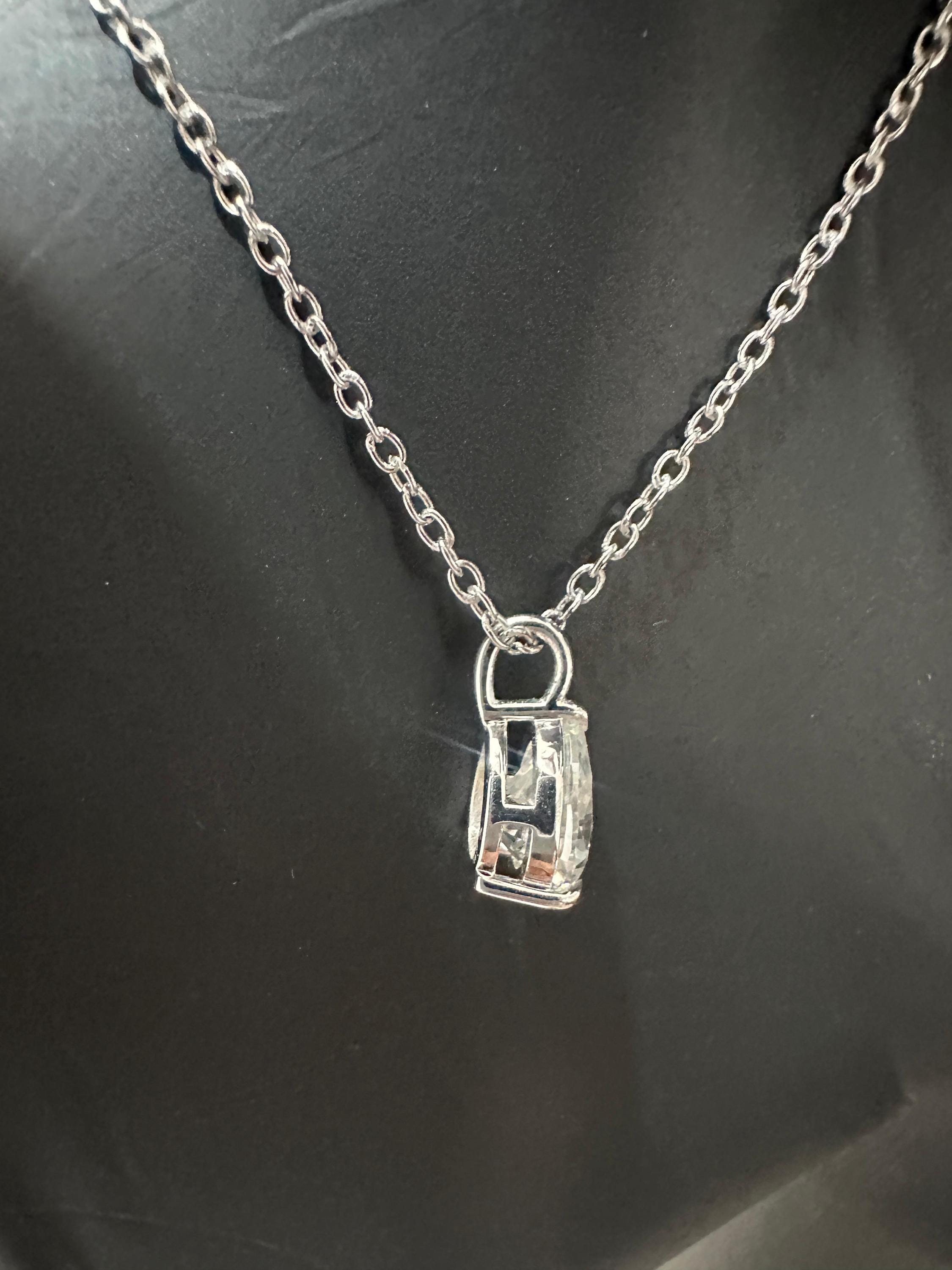 Pear Moissanite Solitaire Pendant | 2 CT 14K White Gold Minimal Necklace