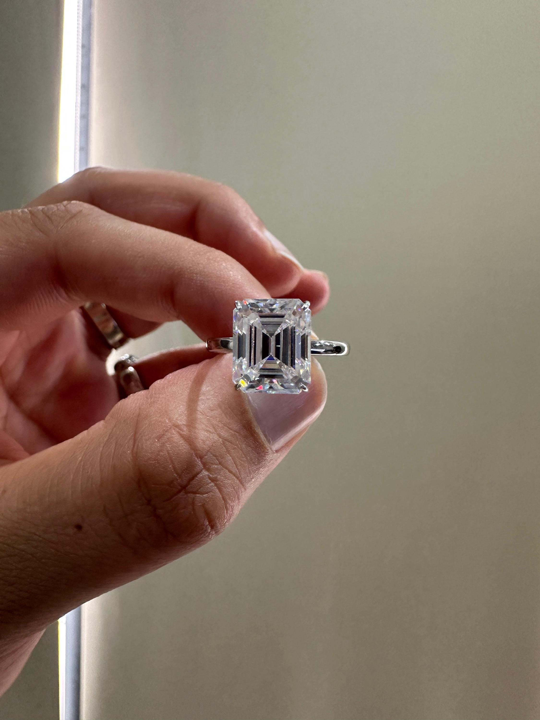 3 CT Emerald Cut Lab Diamond Engagement Ring | 14K White Gold Solitaire (IGI Certified)