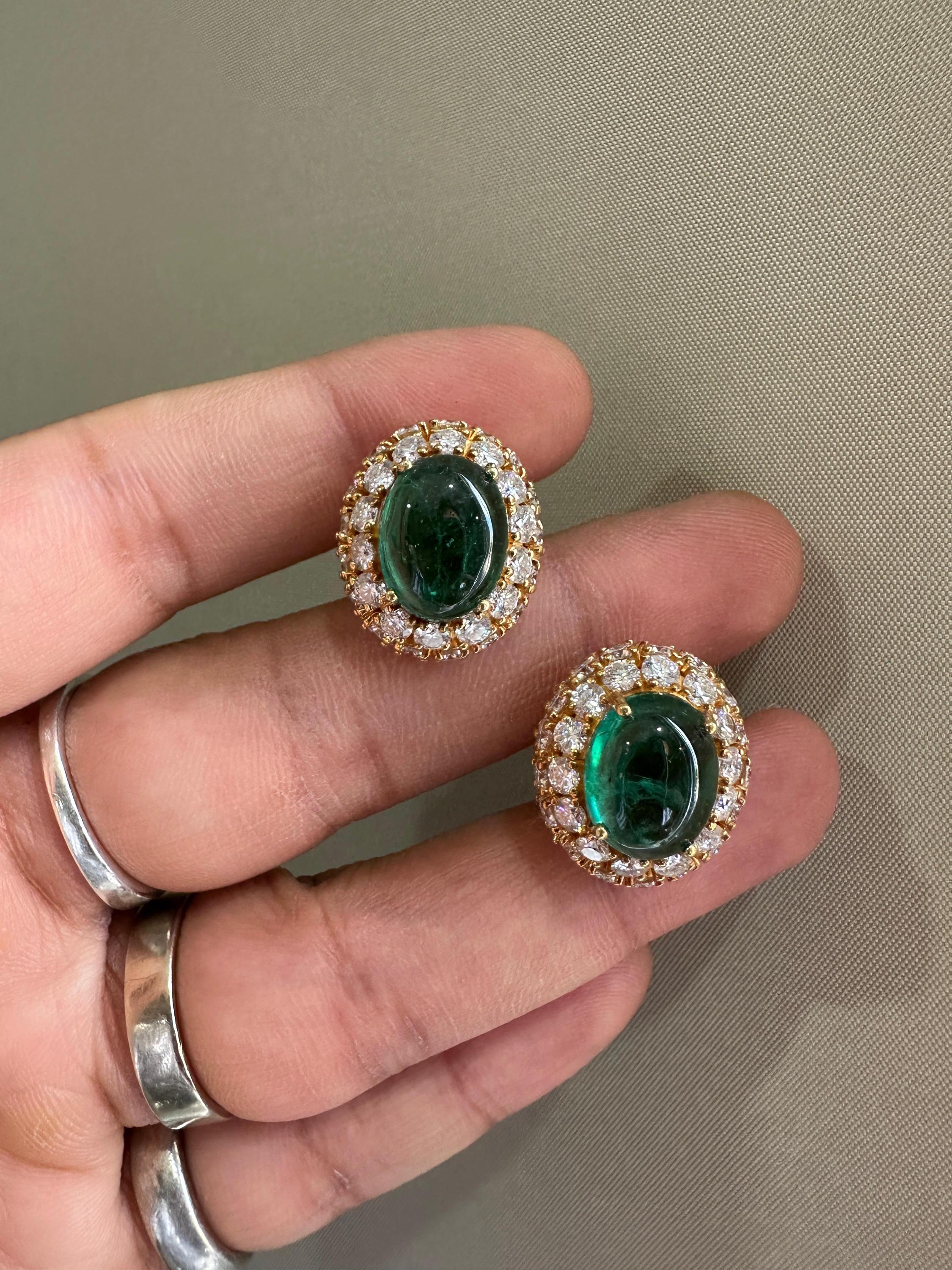 14K Gold Oval Emerald Diamond Halo Earrings | 15 CT Statement Bridal Jewelry