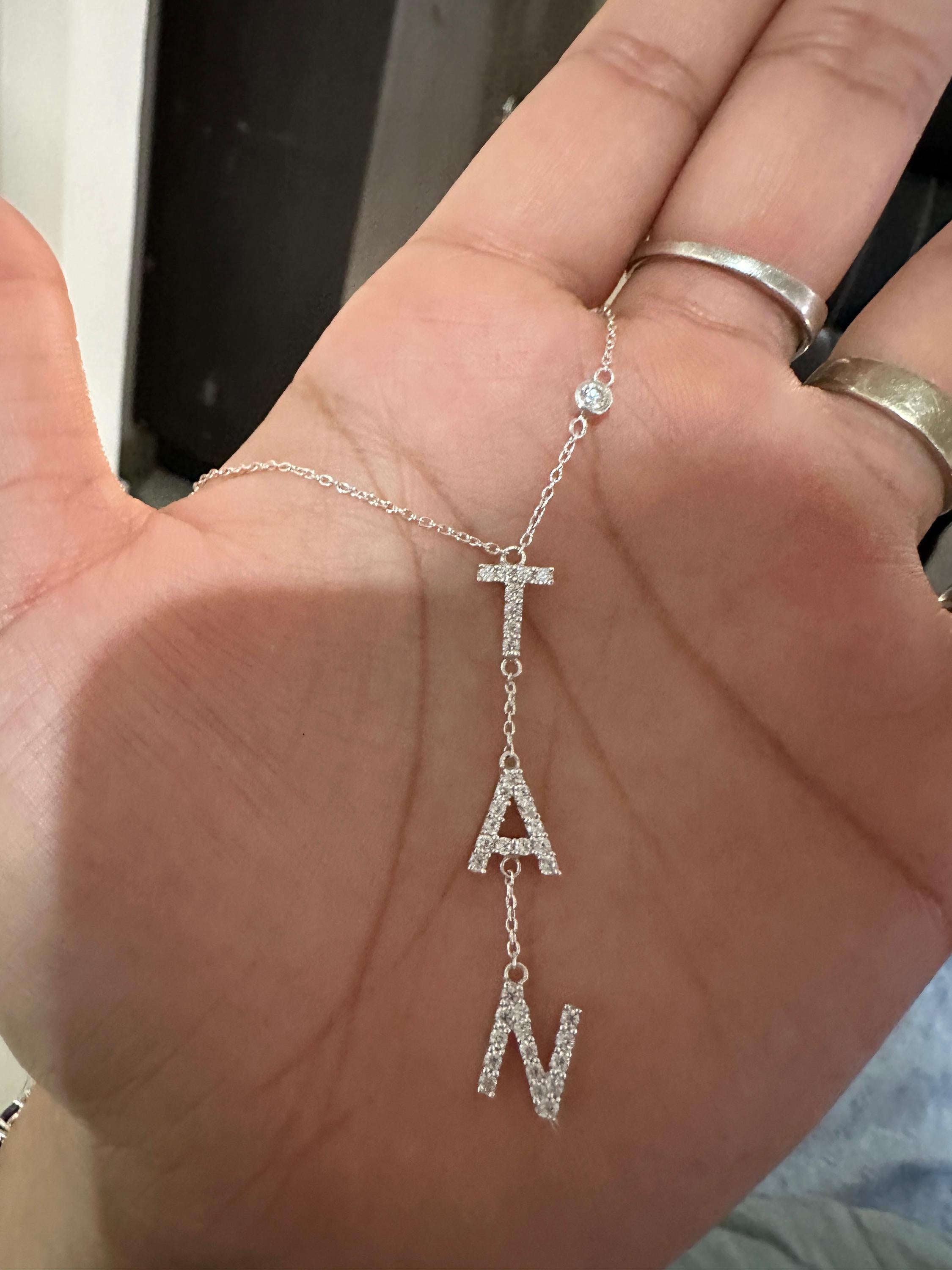 Personalized Moissanite Name Necklace | 925 Sterling Silver Custom Initials Pendant