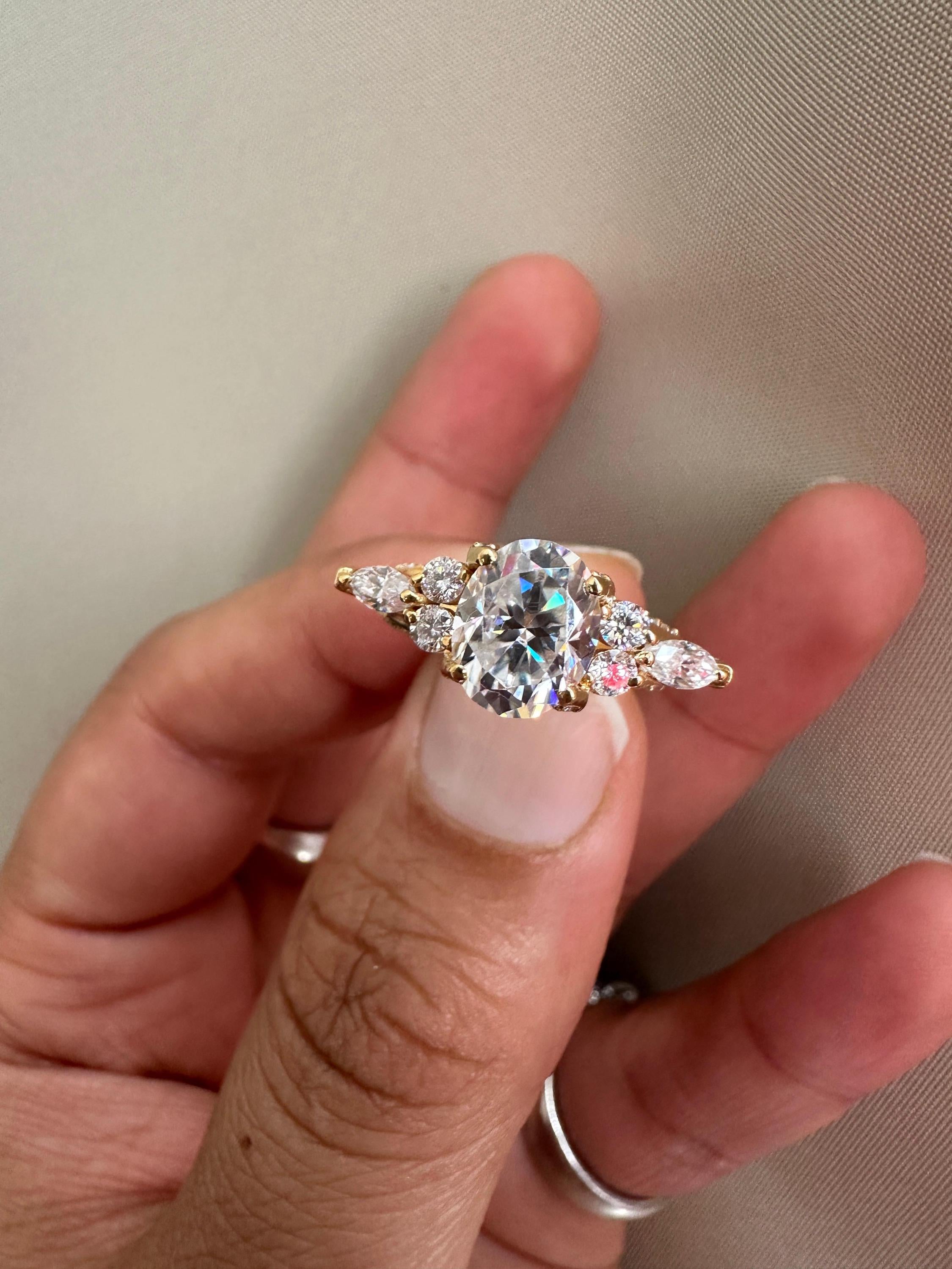 2 CT Oval Lab Diamond Ring 14K Gold | Vintage Inspired Engagement Ring