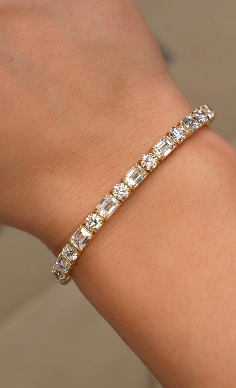 Multi Shape Moissanite Tennis Bracelet | 14k Gold Finish, Fine Jewelry for her