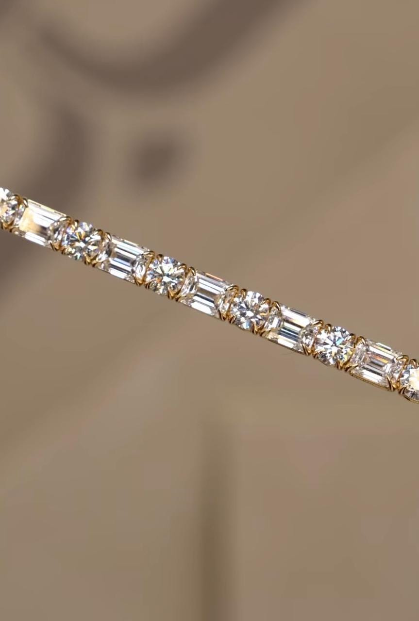 Multi Shape Moissanite Tennis Bracelet | 14k Gold Finish, Fine Jewelry for her
