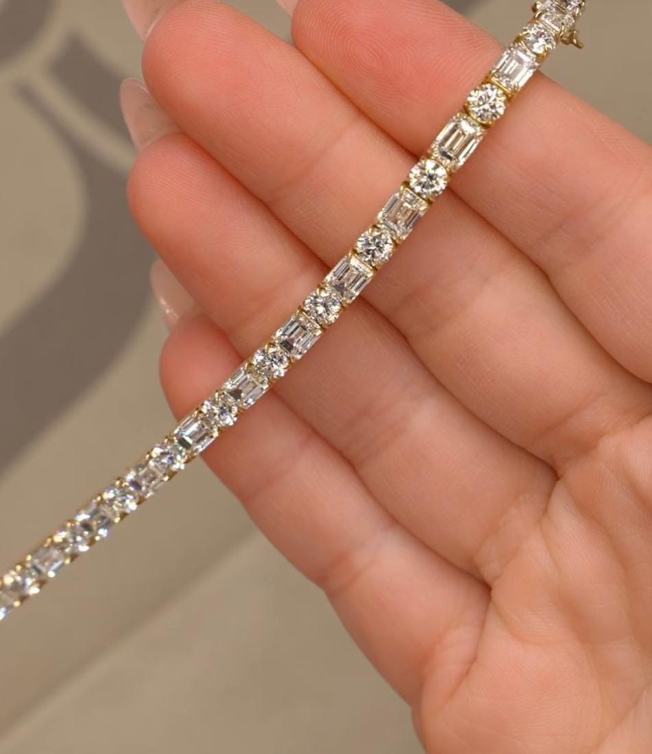 Multi Shape Moissanite Tennis Bracelet | 14k Gold Finish, Fine Jewelry for her