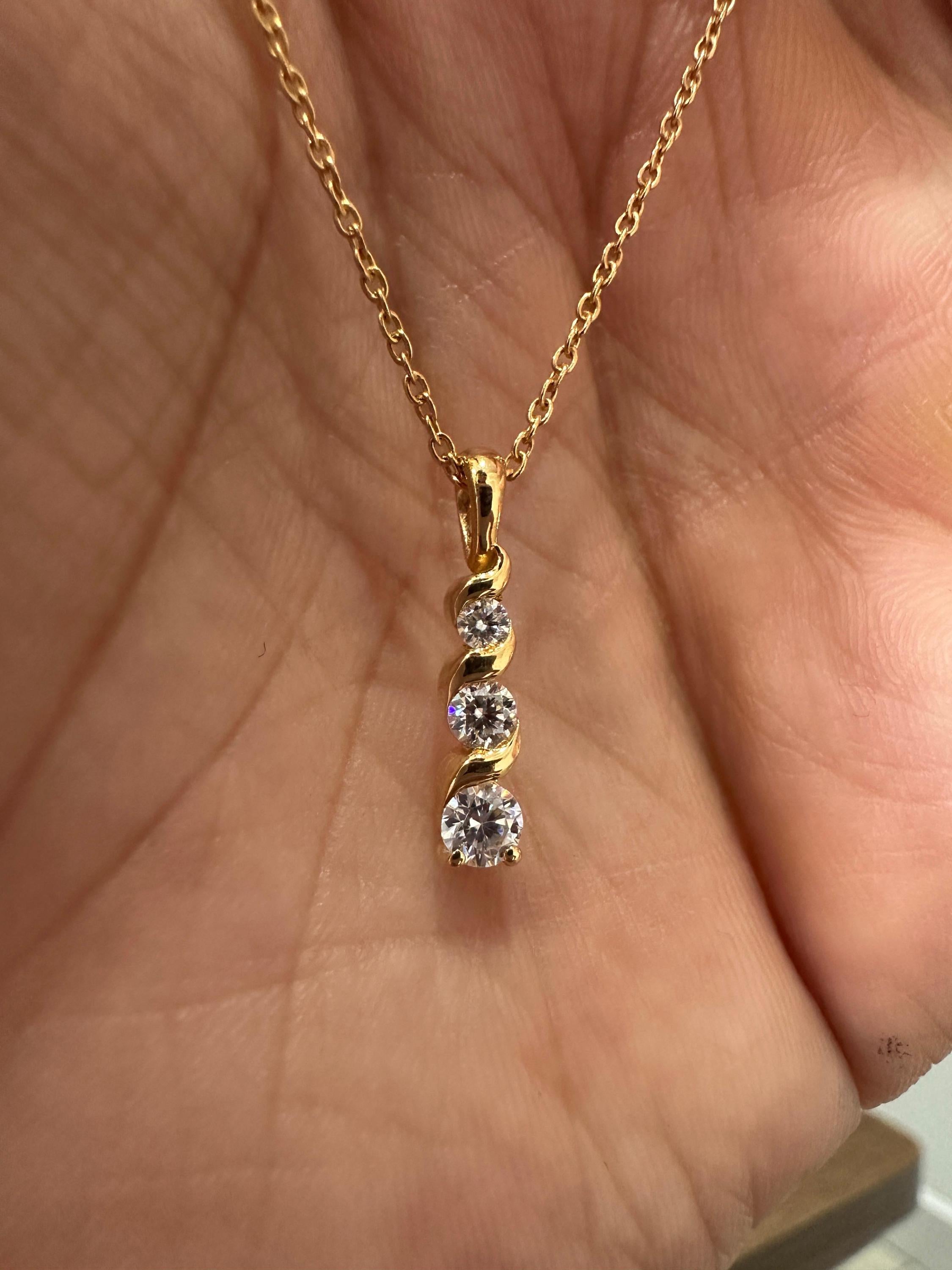 Unique 14k Gold Diamond Pendant | Floating Diamond Necklace, Anniversary Gift for her