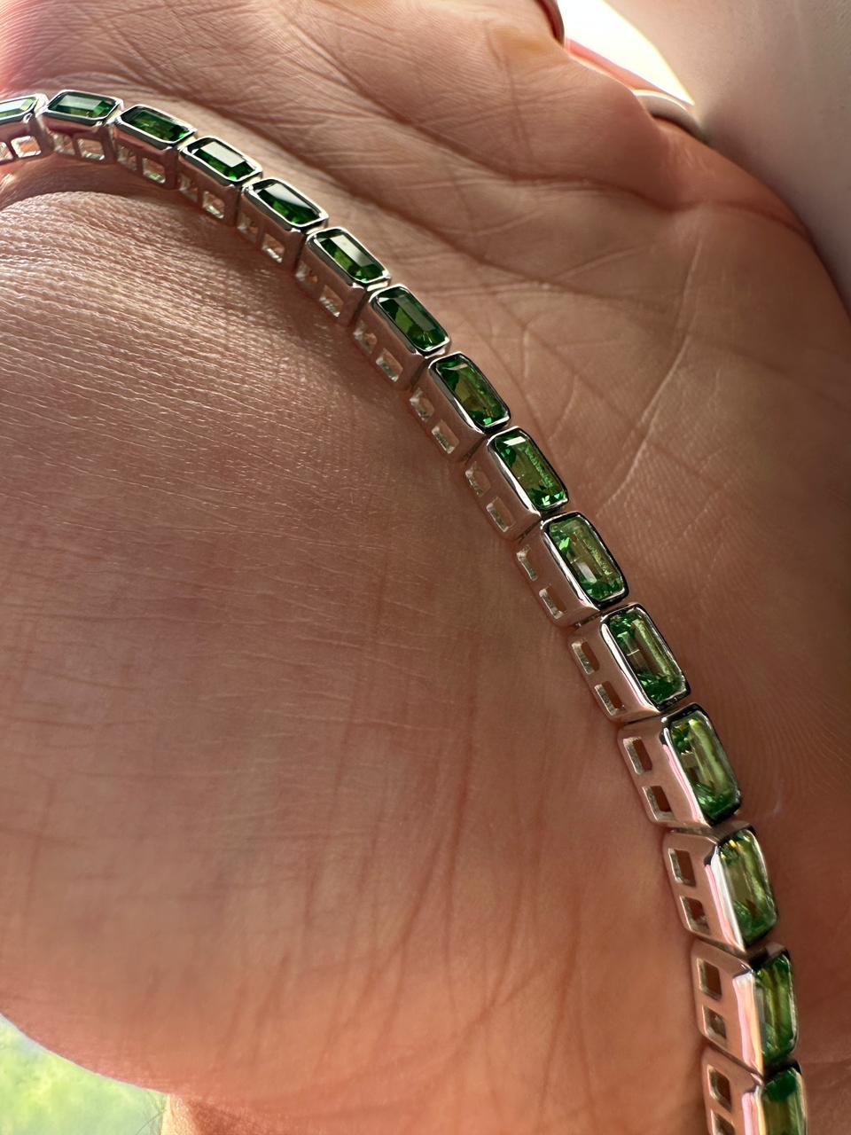 Green Emerald Tennis Bracelet | 925 Sterling Silver, 12 CT Minimalist Luxury Bracelet