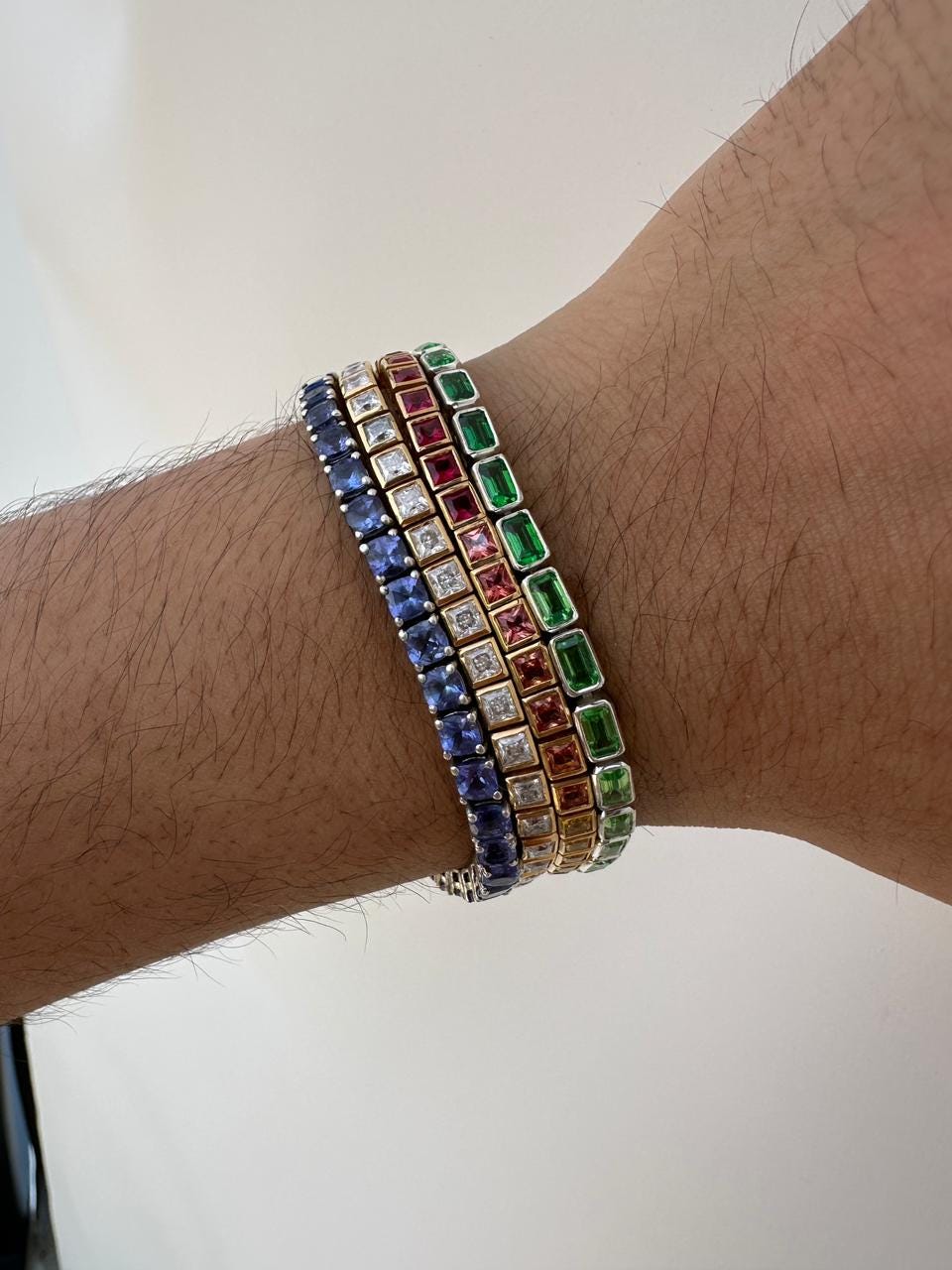 Tennis Bracelet Set for gift | 925 Silver 14K Gold Vermeil, Tanzanite, Emerald, Moissanite, Sapphire