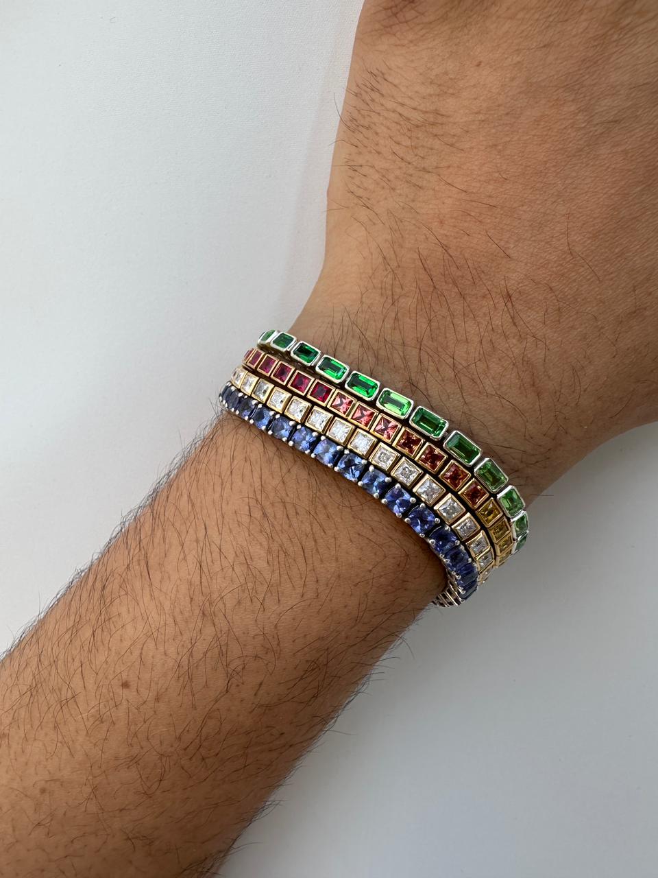 Tennis Bracelet Set for gift | 925 Silver 14K Gold Vermeil, Tanzanite, Emerald, Moissanite, Sapphire