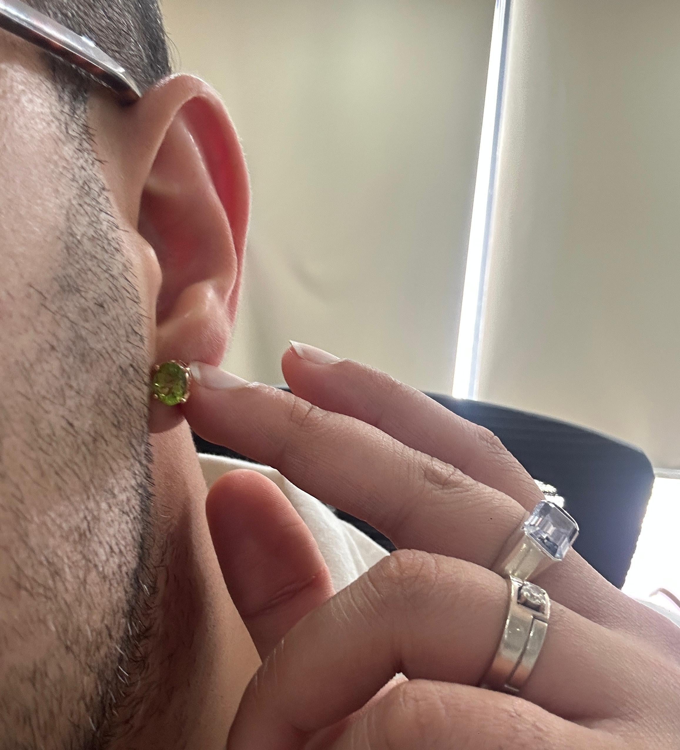 Oval Peridot Stud Earrings | 14K Yellow Gold, August Birthstone, Green Gemstone