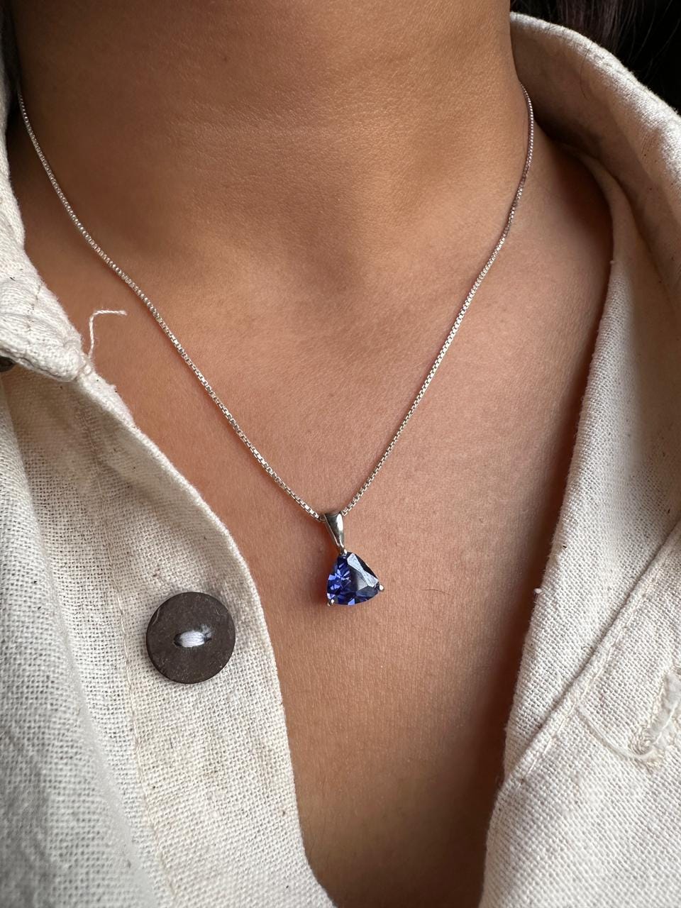 Rare Tanzanite Pendant Necklace for Gift, 14K White Gold, 1.25 CT Blue Gemstone Jewelry
