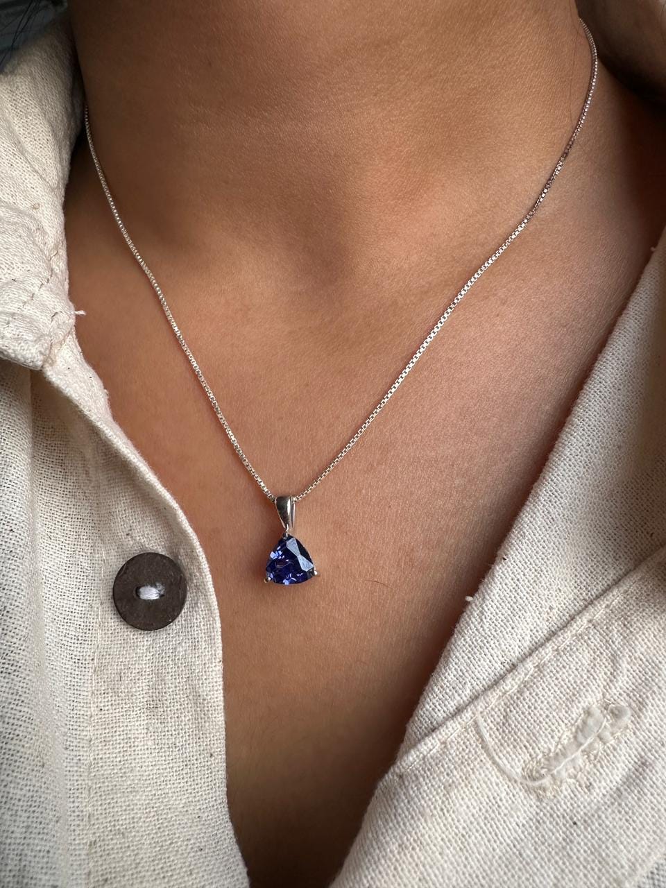 Rare Tanzanite Pendant Necklace for Gift, 14K White Gold, 1.25 CT Blue Gemstone Jewelry