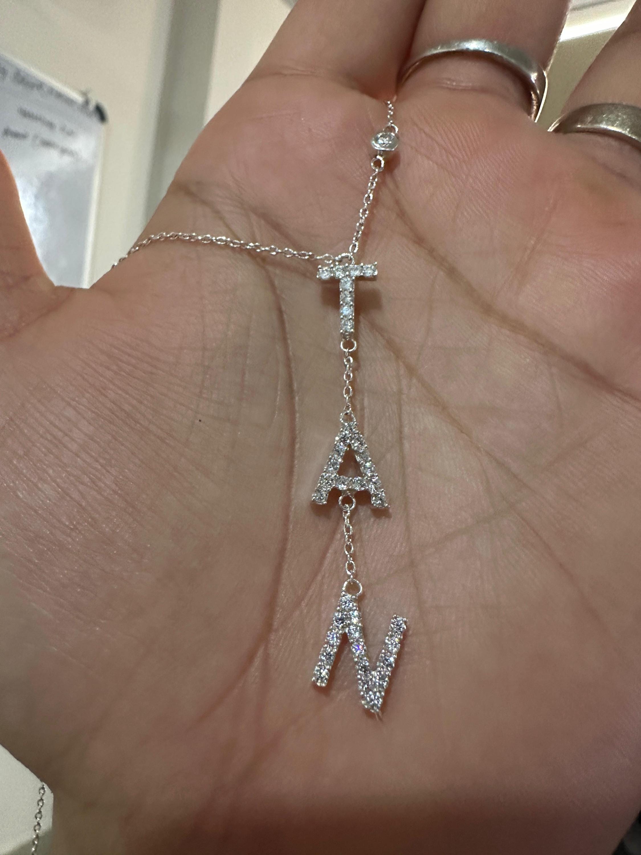 Personalized Moissanite Name Necklace | 925 Sterling Silver Custom Initials Pendant