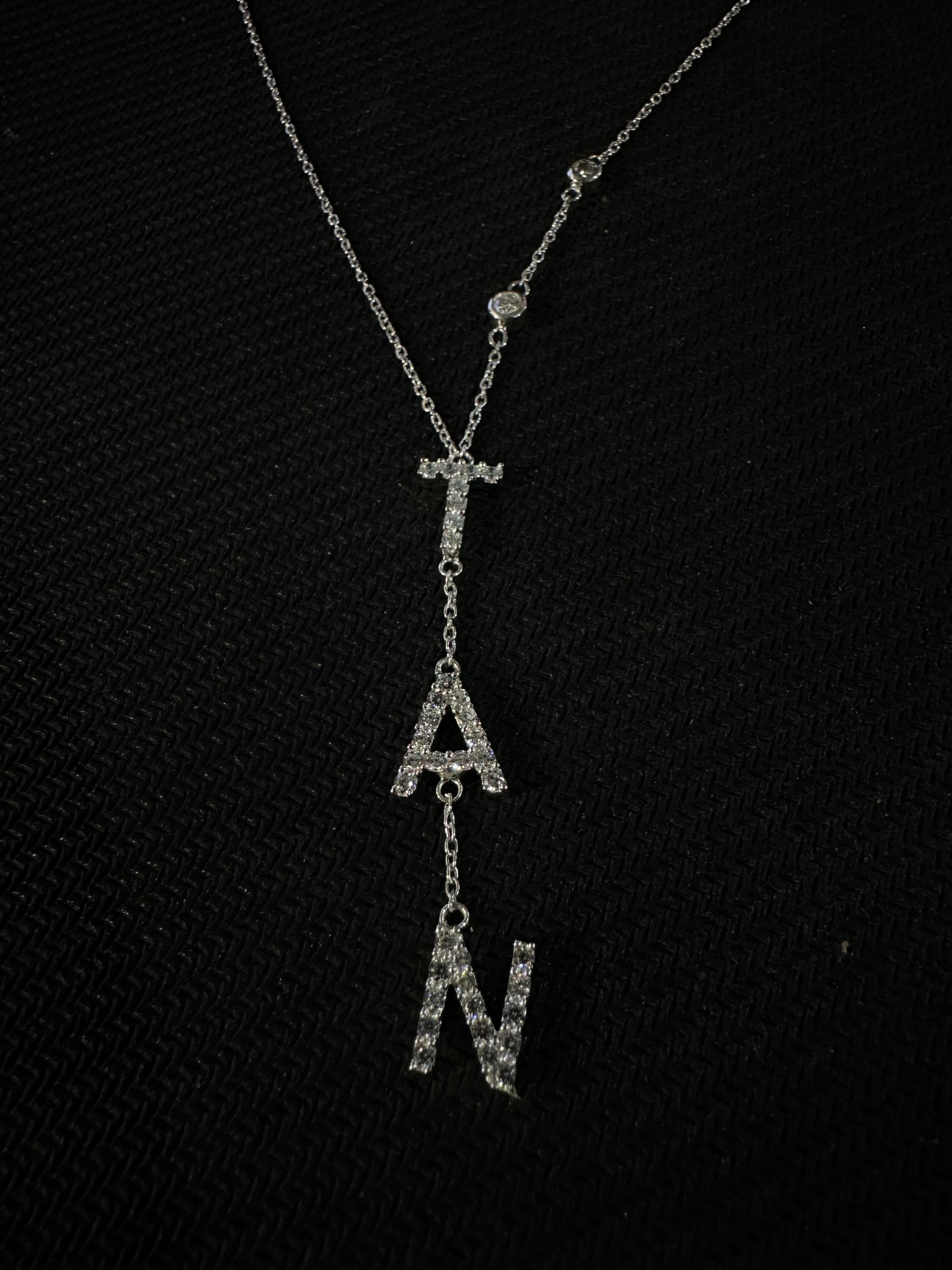 Personalized Moissanite Name Necklace | 925 Sterling Silver Custom Initials Pendant