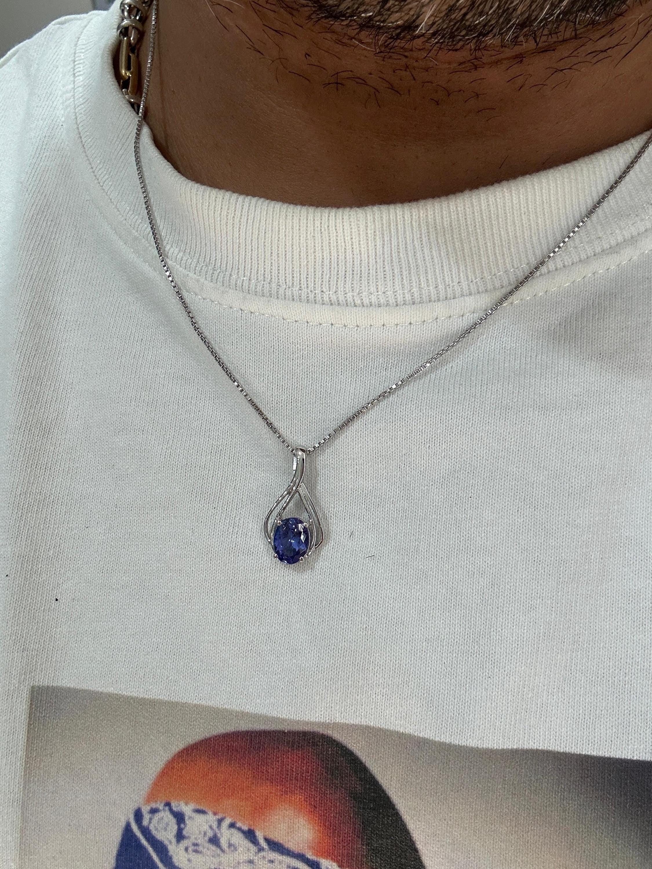 14K White Gold Tanzanite Infinity Pendant Necklace – December Birthstone Jewelry
