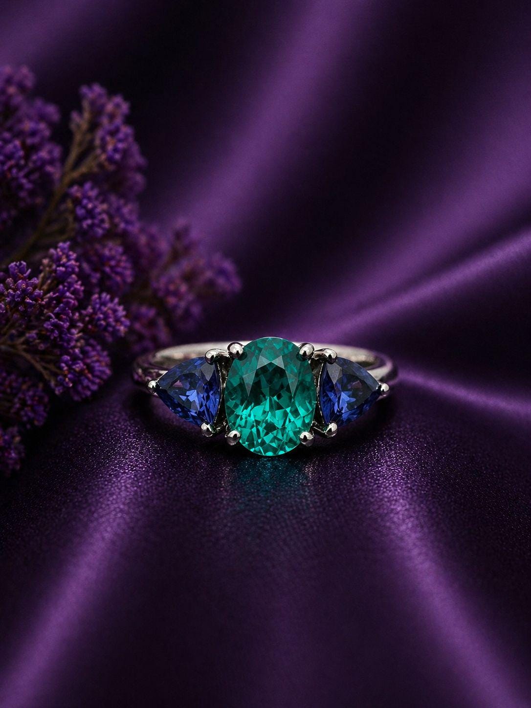 4 CT Paraiba Tanzanite Engagement Ring, Unique 14K Gold rare Blue Green Gemstone Ring