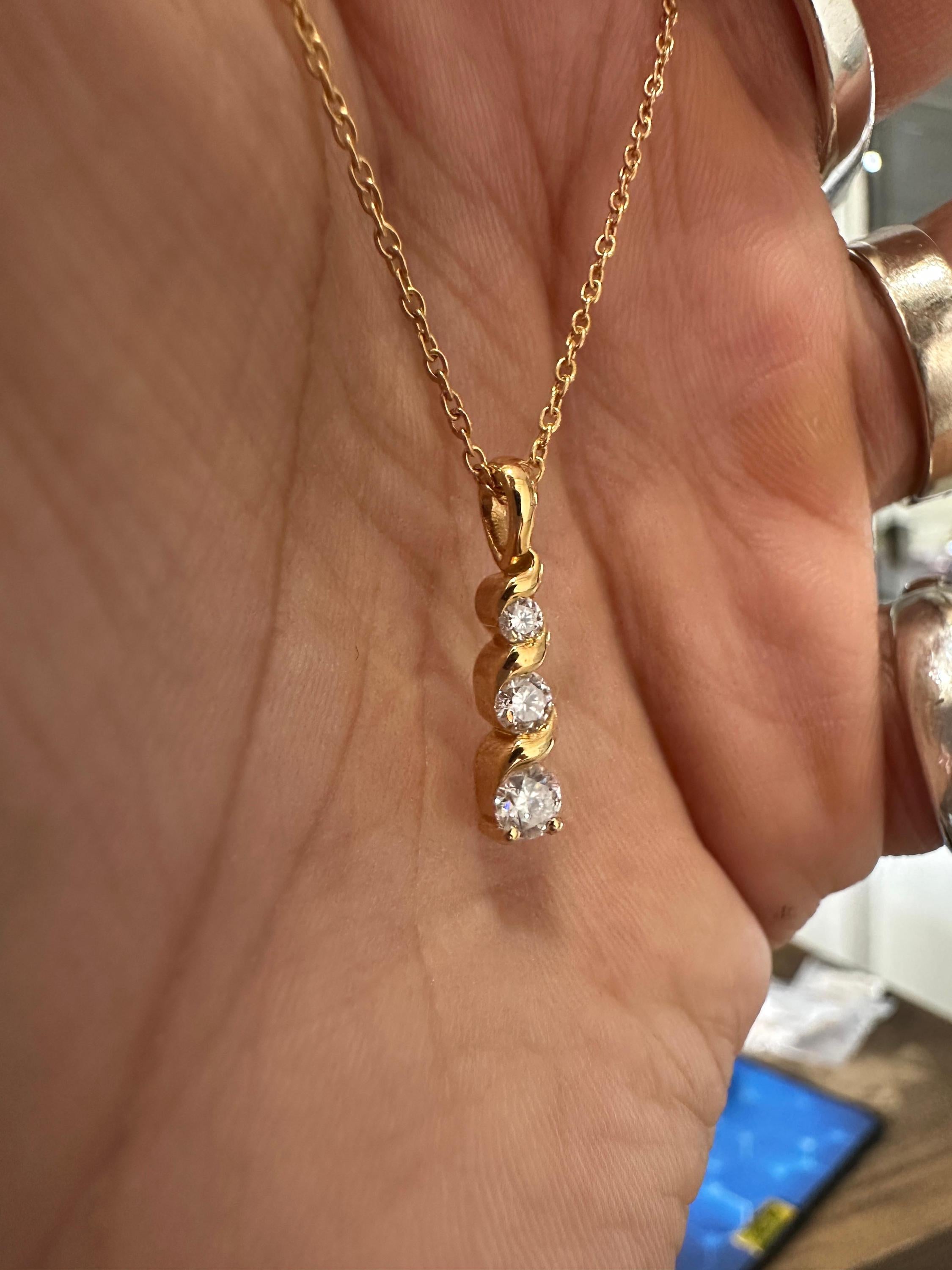 Unique 14k Gold Diamond Pendant | Floating Diamond Necklace, Anniversary Gift for her