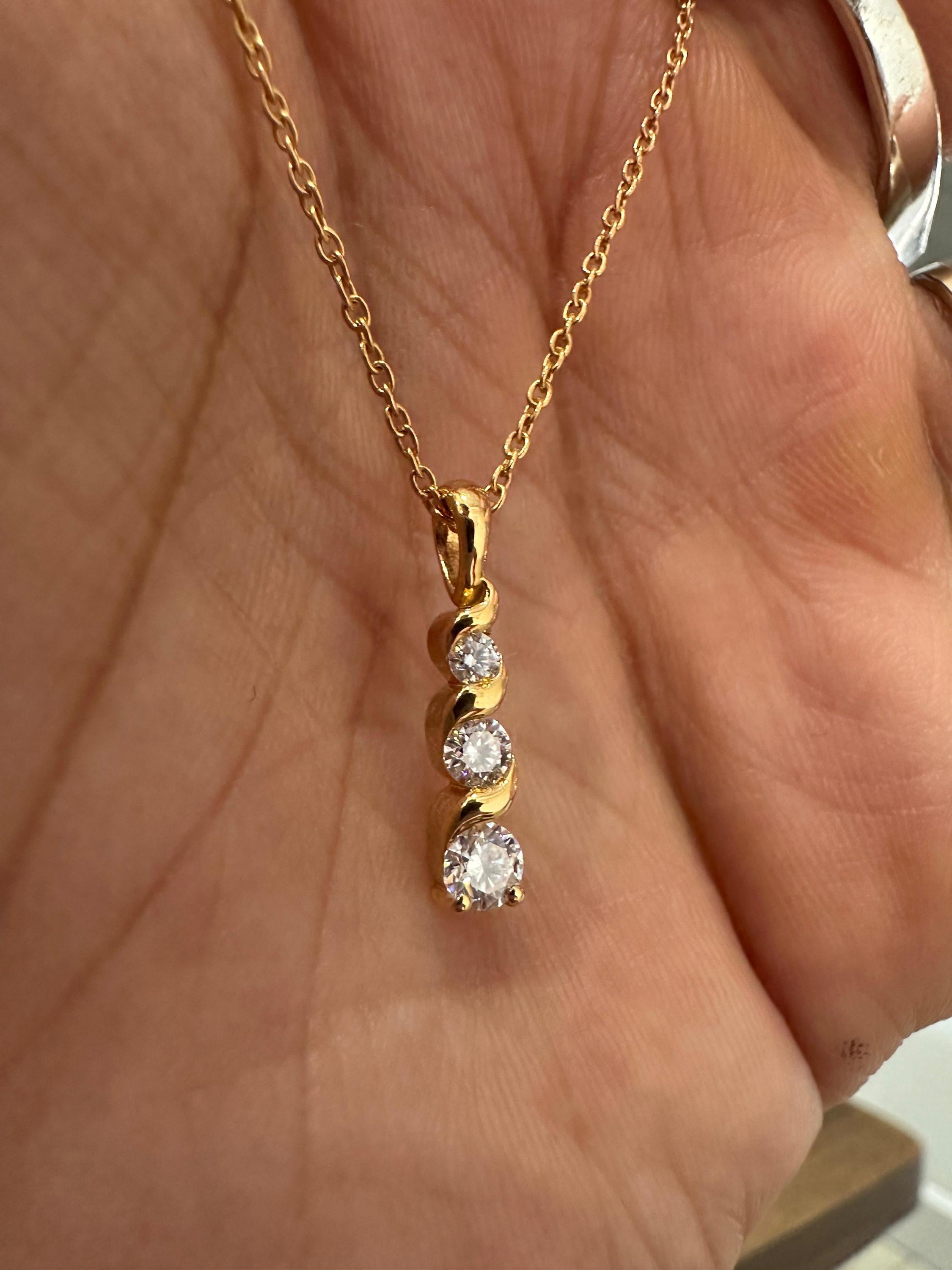 Unique 14k Gold Diamond Pendant | Floating Diamond Necklace, Anniversary Gift for her