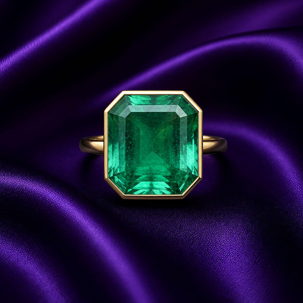 14K Gold Asscher Cut Lab Emerald Engagement Ring, 5 Ct Statement Ring, Anniversary Gift