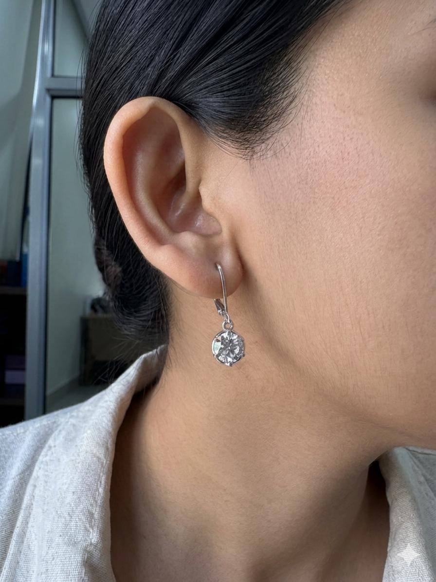 14k Gold Moissanite Drop Earrings | Round Brilliant Cut 2 Ct Dangle Jewelry