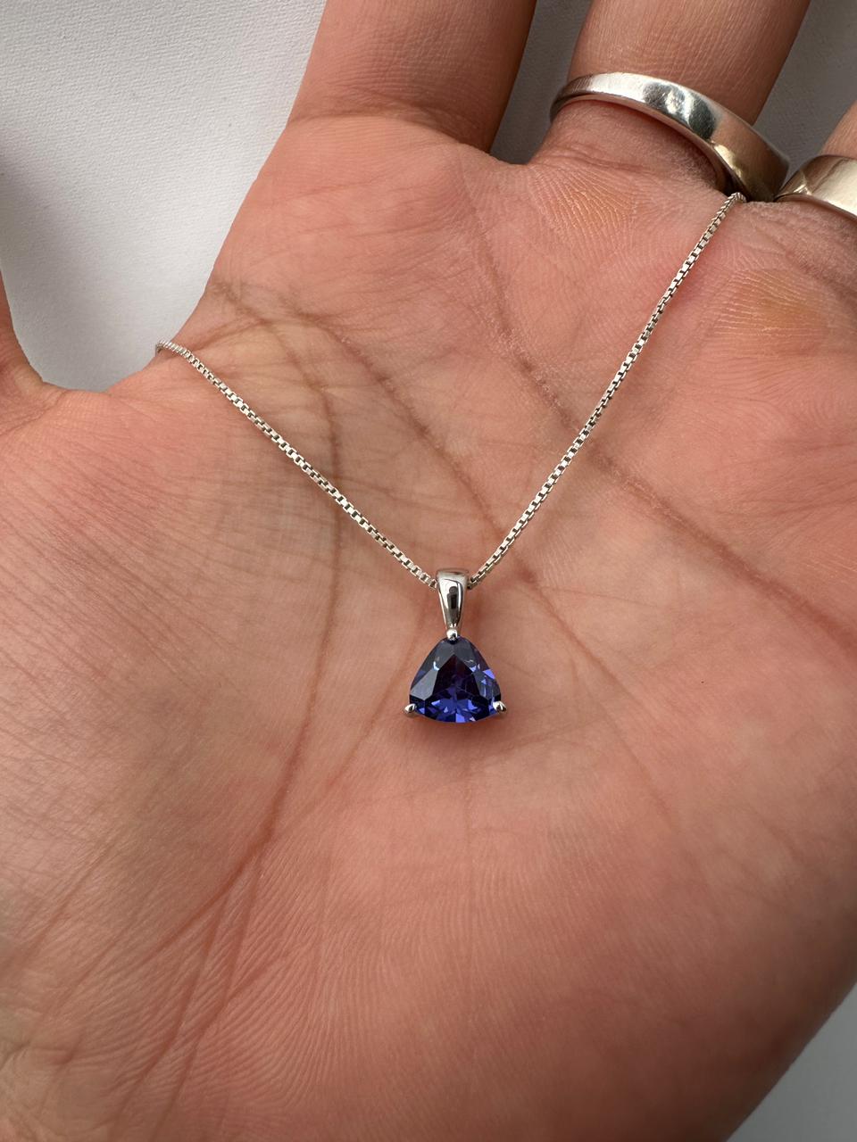 Rare Tanzanite Pendant Necklace for Gift, 14K White Gold, 1.25 CT Blue Gemstone Jewelry