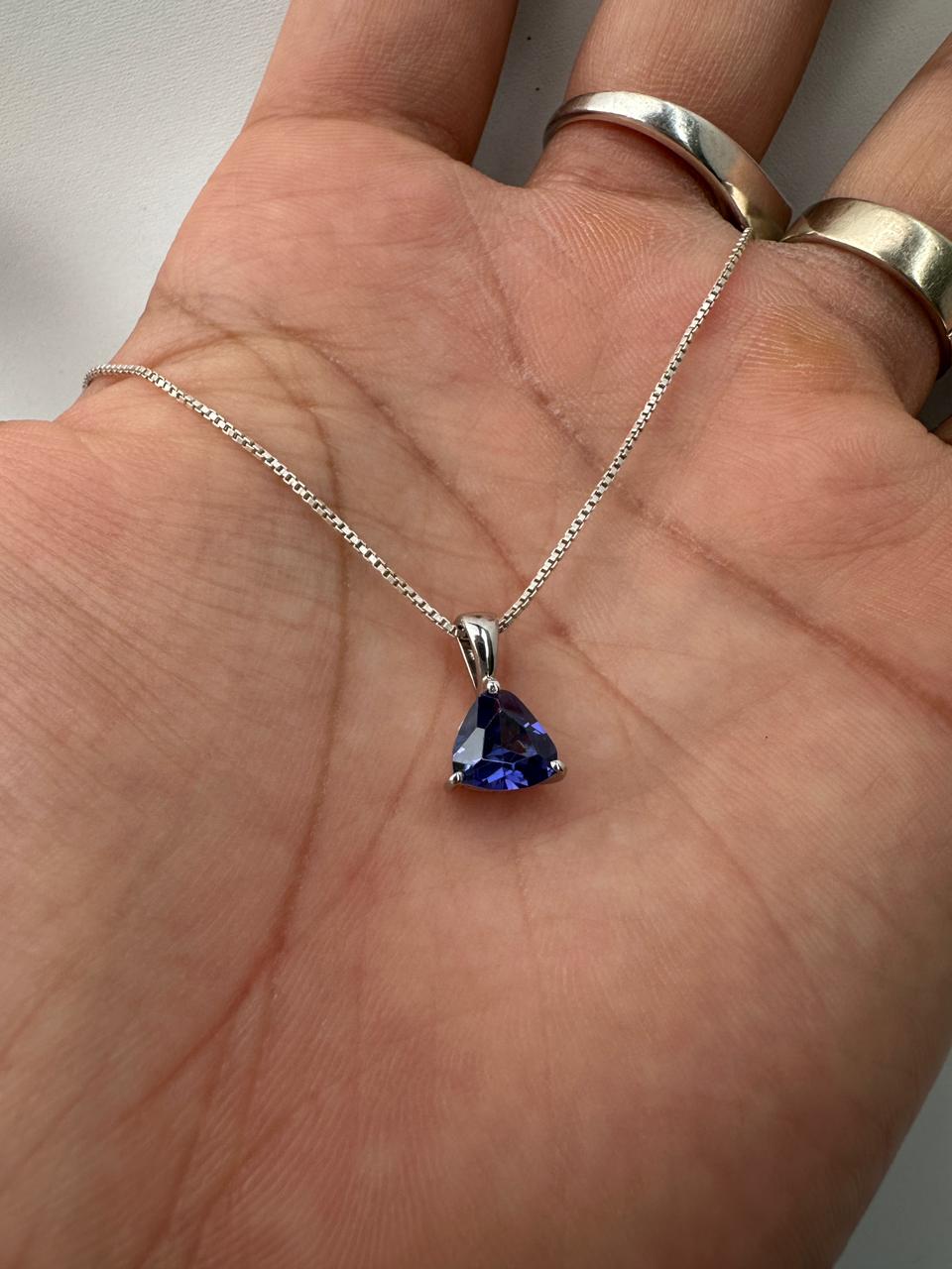 Rare Tanzanite Pendant Necklace for Gift, 14K White Gold, 1.25 CT Blue Gemstone Jewelry