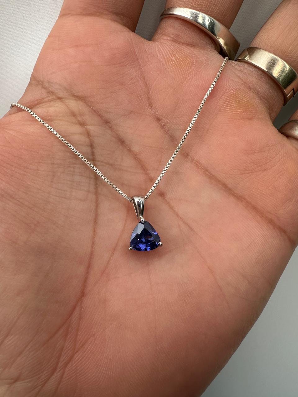 Rare Tanzanite Pendant Necklace for Gift, 14K White Gold, 1.25 CT Blue Gemstone Jewelry