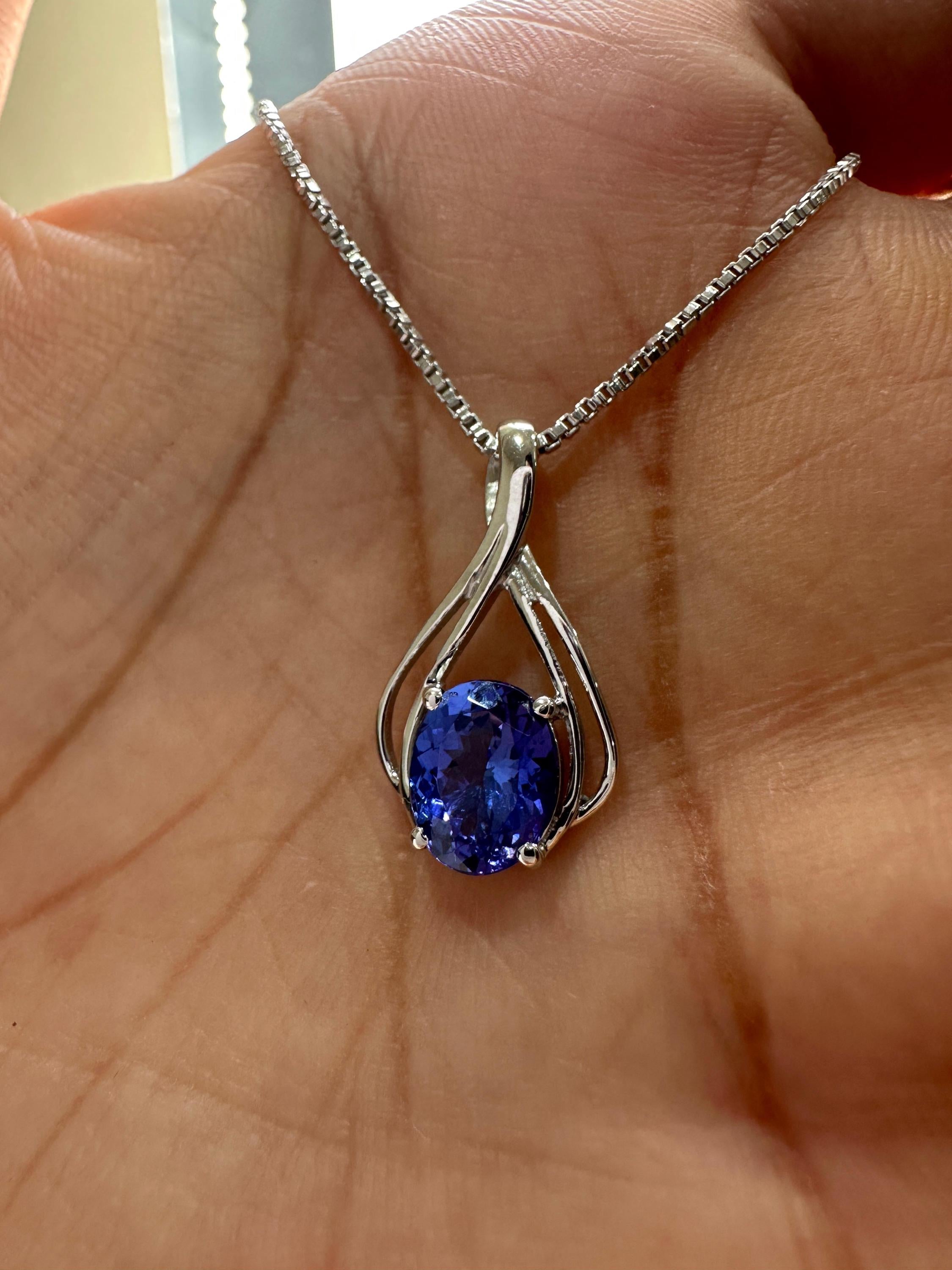 14K White Gold Tanzanite Infinity Pendant Necklace – December Birthstone Jewelry