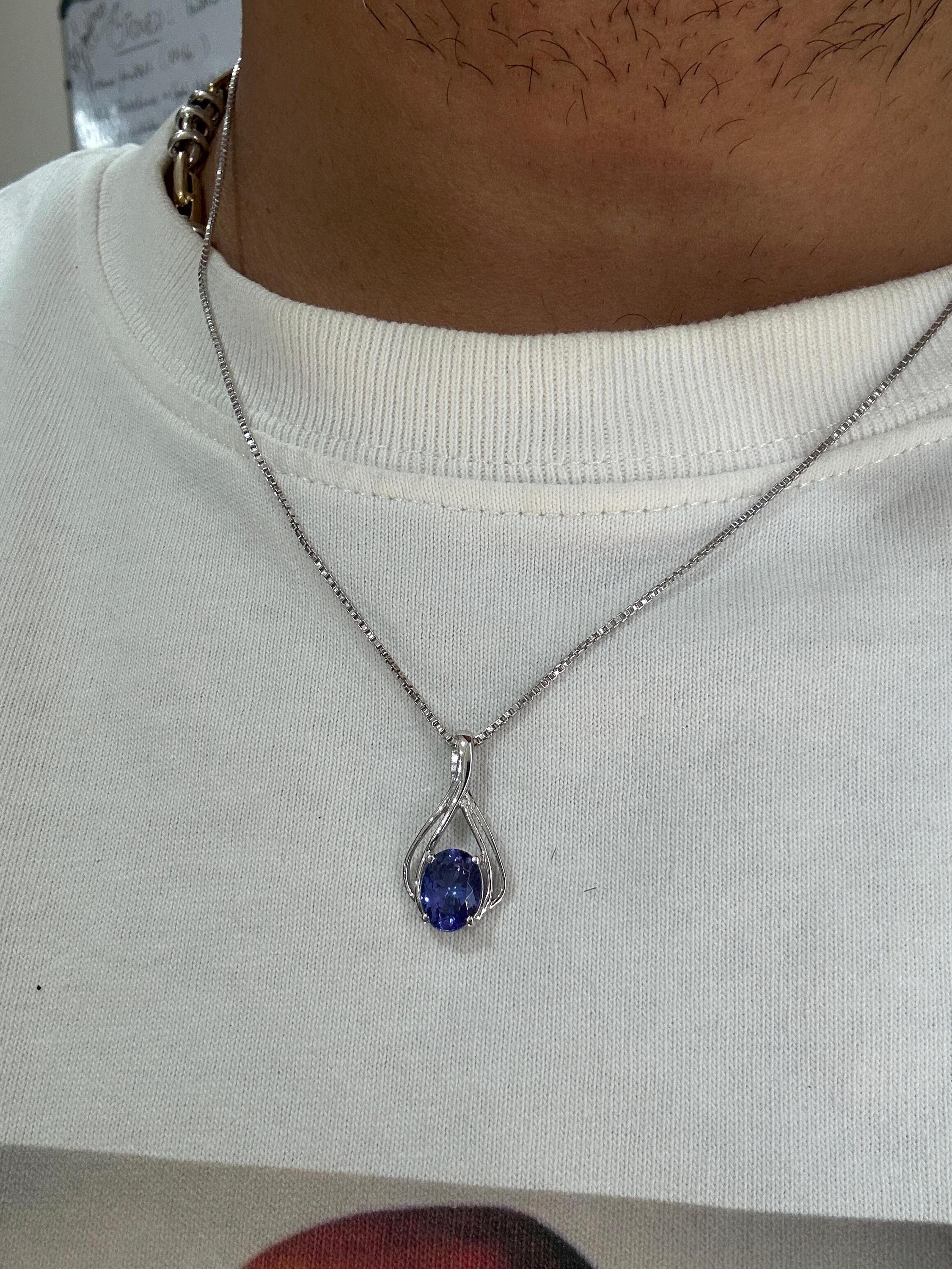 14K White Gold Tanzanite Infinity Pendant Necklace – December Birthstone Jewelry