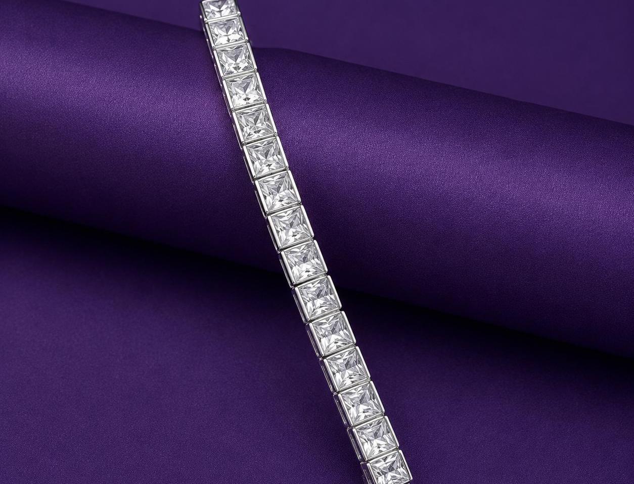 Princess Cut Moissanite Tennis Bracelet, 11 CT Sterling Silver Statement Jewelry