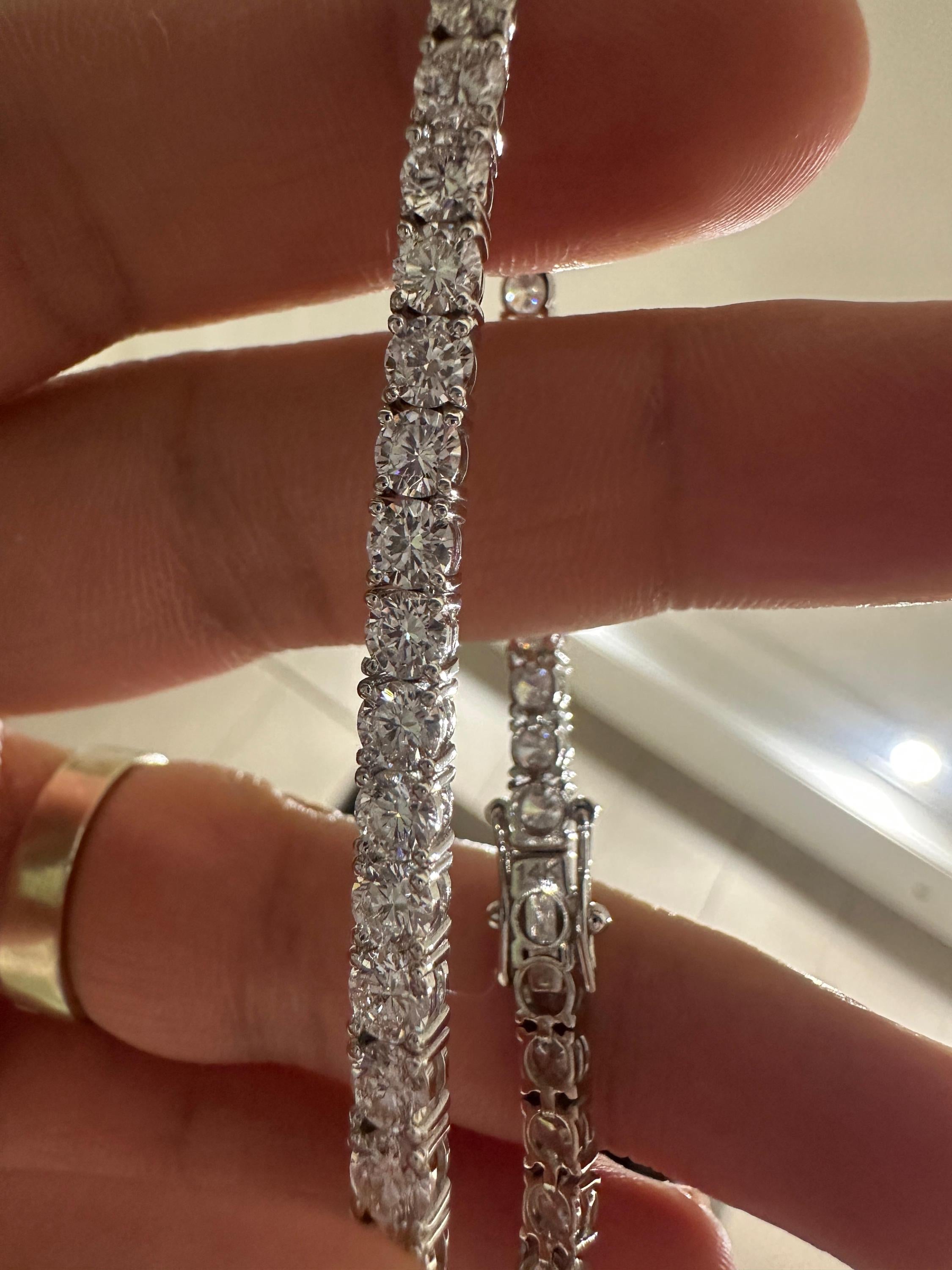 14K White Gold Tennis Bracelet, 10 CT Round Lab Diamonds, Classic Fine Jewelry