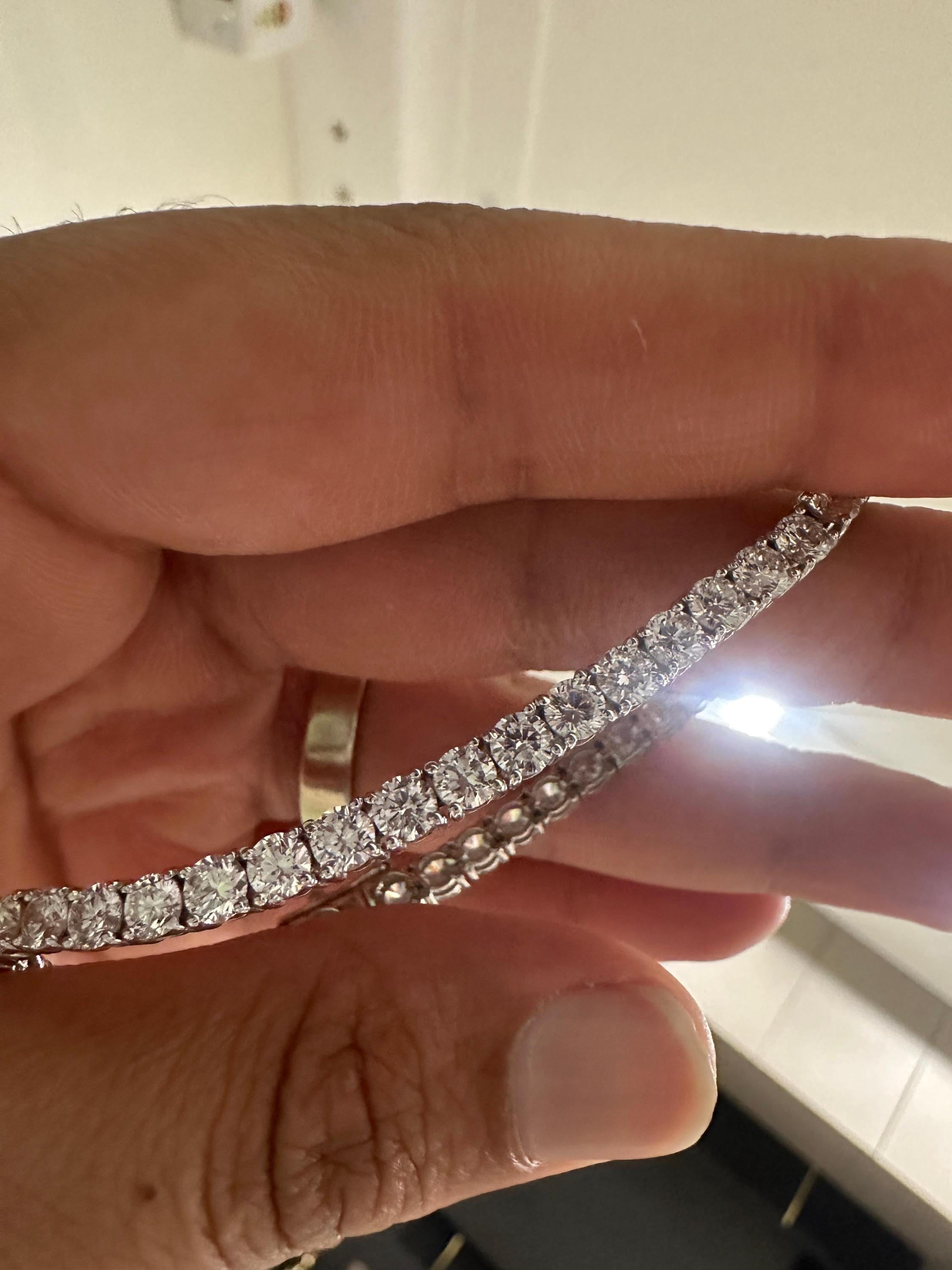 14K White Gold Tennis Bracelet, 10 CT Round Lab Diamonds, Classic Fine Jewelry