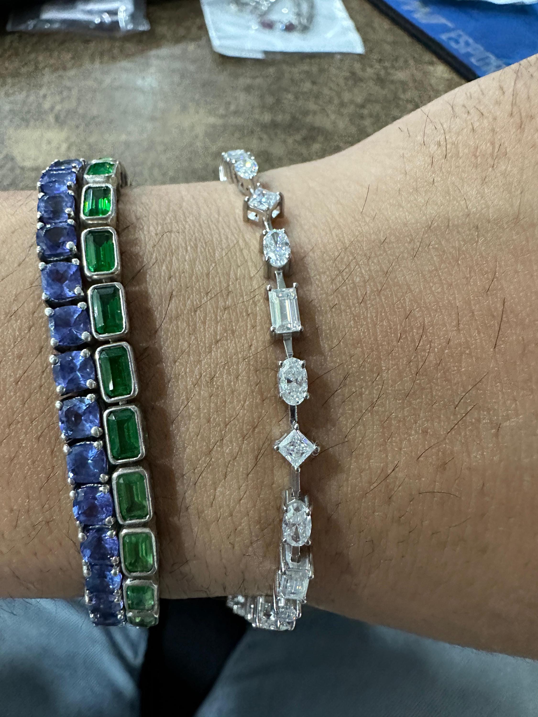 Luxury Moissanite Tennis Bracelet | Multi Shape Stones, 14k White Gold Jewelry for Gift