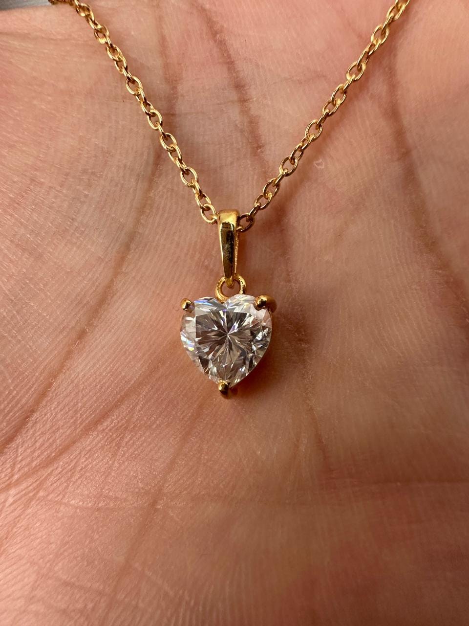 2 CT Heart Moissanite Pendant Necklace, 14K Gold Vermeil, Sterling Silver, Minimal Luxury Jewelry