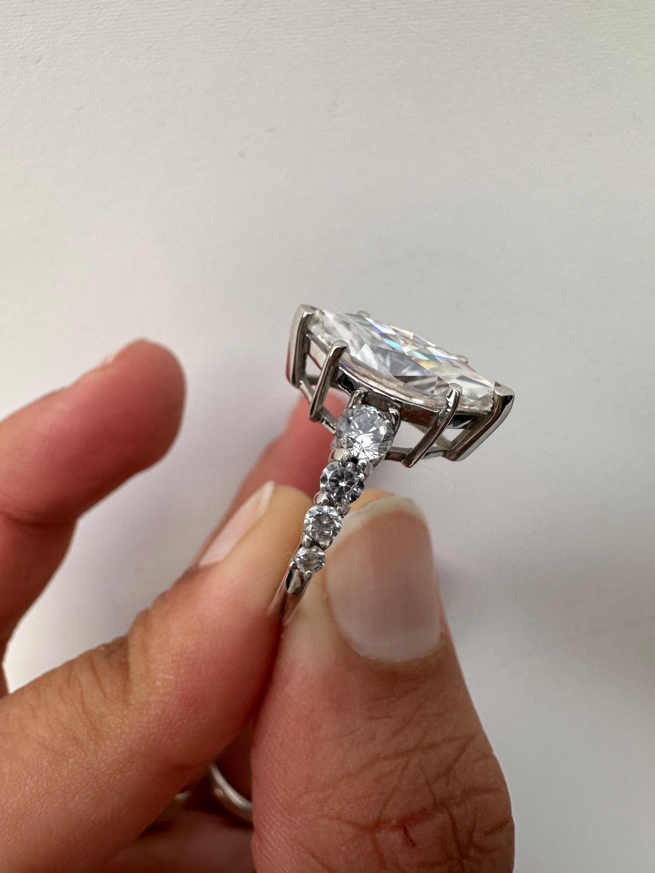 6 CT Marquise Moissanite Engagement Ring, 925 Sterling Silver Statement Ring, Elegant Gift Her