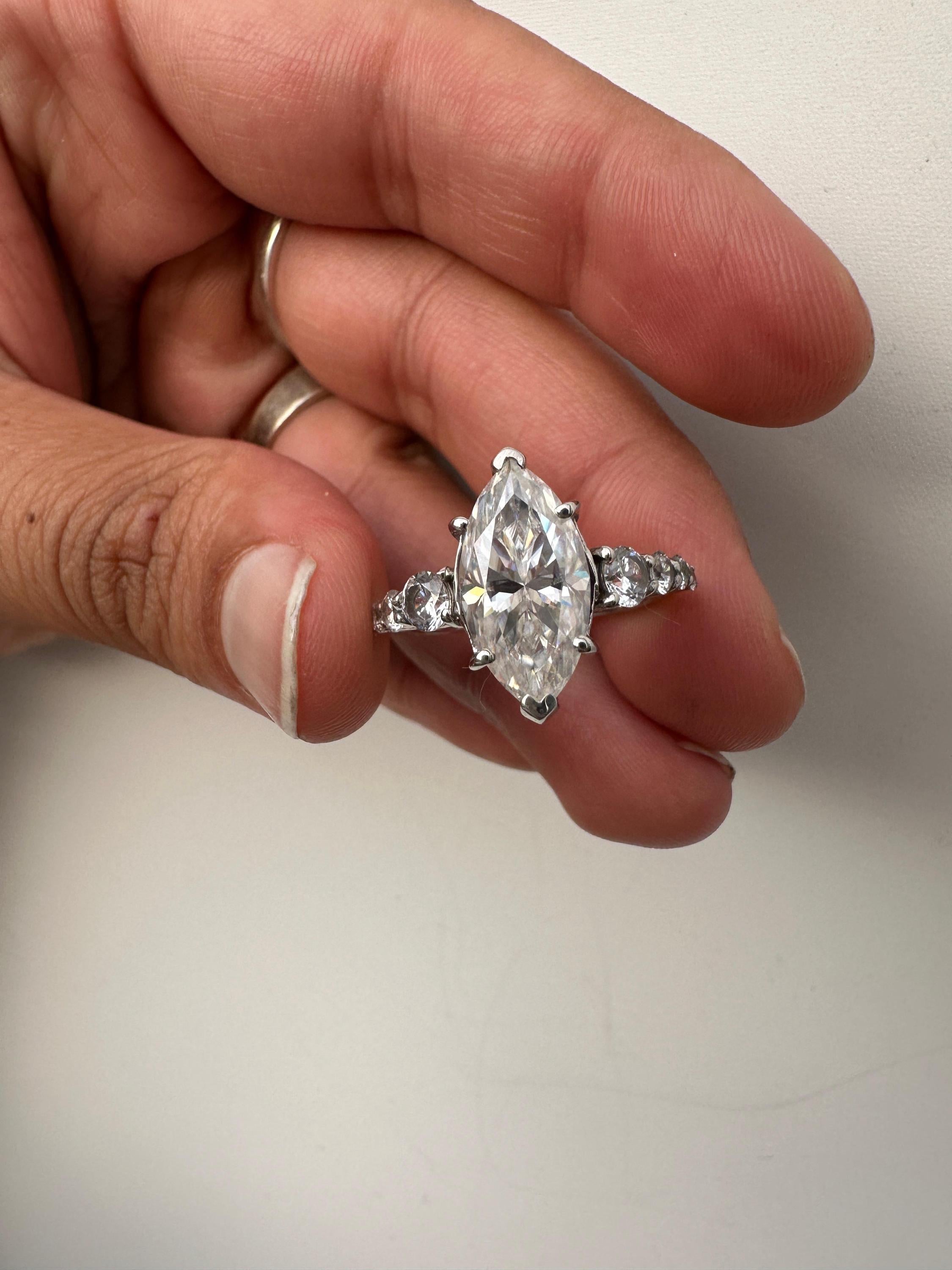 6 CT Marquise Moissanite Engagement Ring, 925 Sterling Silver Statement Ring, Elegant Gift Her