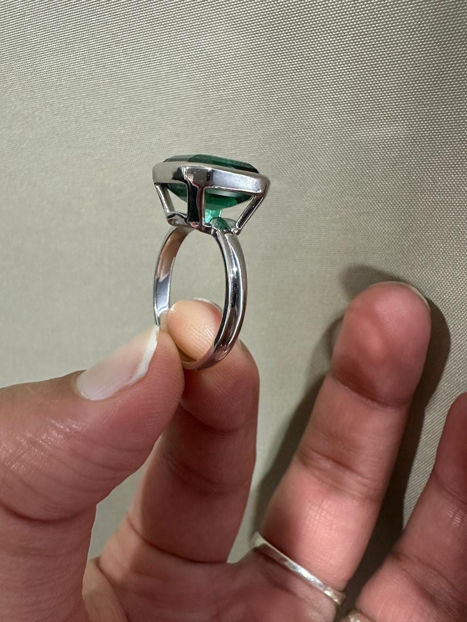 10 CT Asscher Cut Emerald Engagement Ring, 14k White Gold Statement Ring for Her