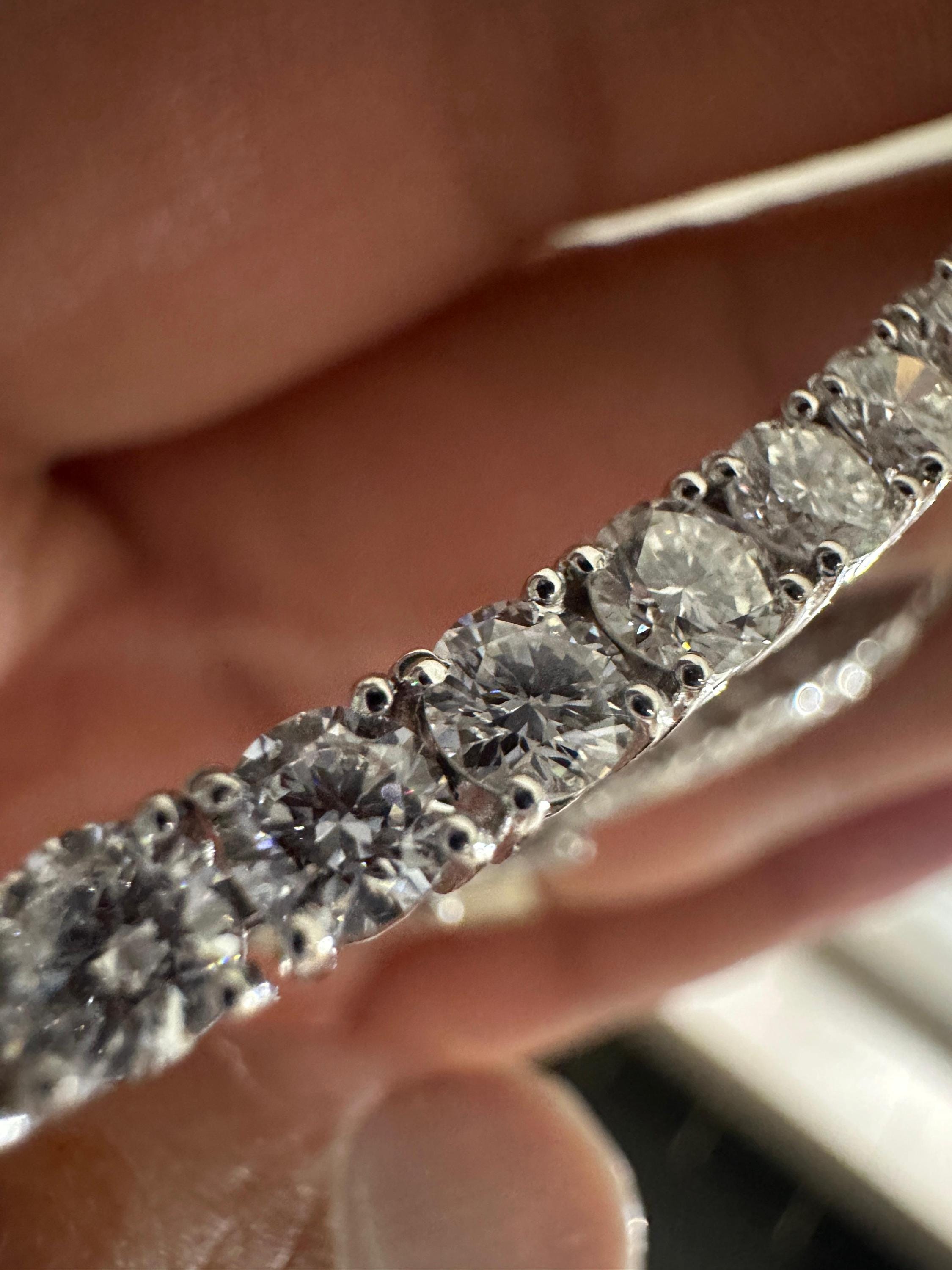 14K White Gold Tennis Bracelet, 10 CT Round Lab Diamonds, Classic Fine Jewelry