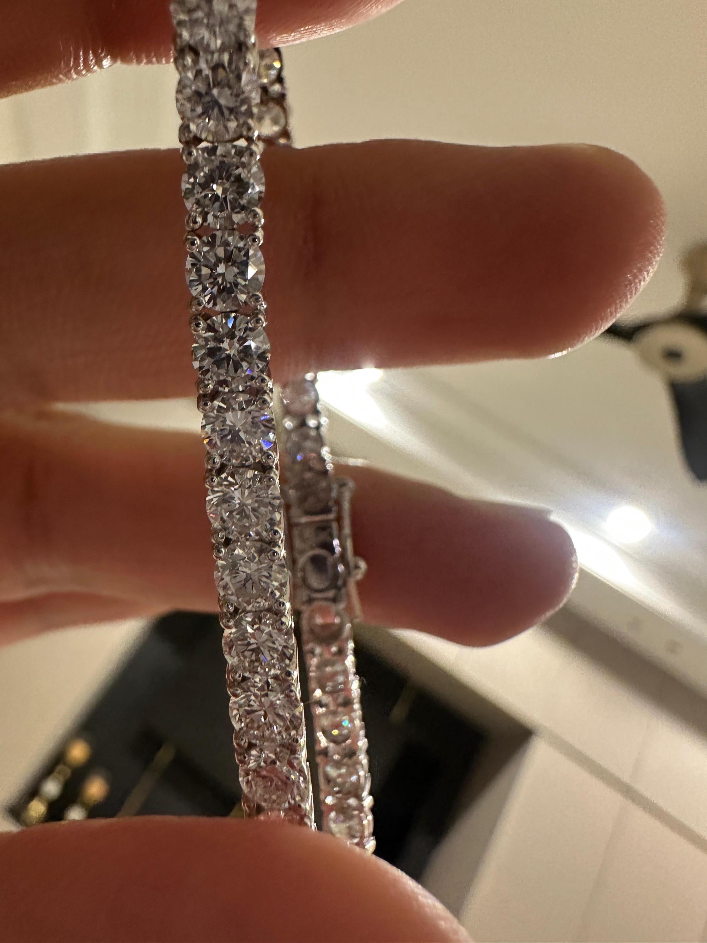 14K White Gold Tennis Bracelet, 10 CT Round Lab Diamonds, Classic Fine Jewelry