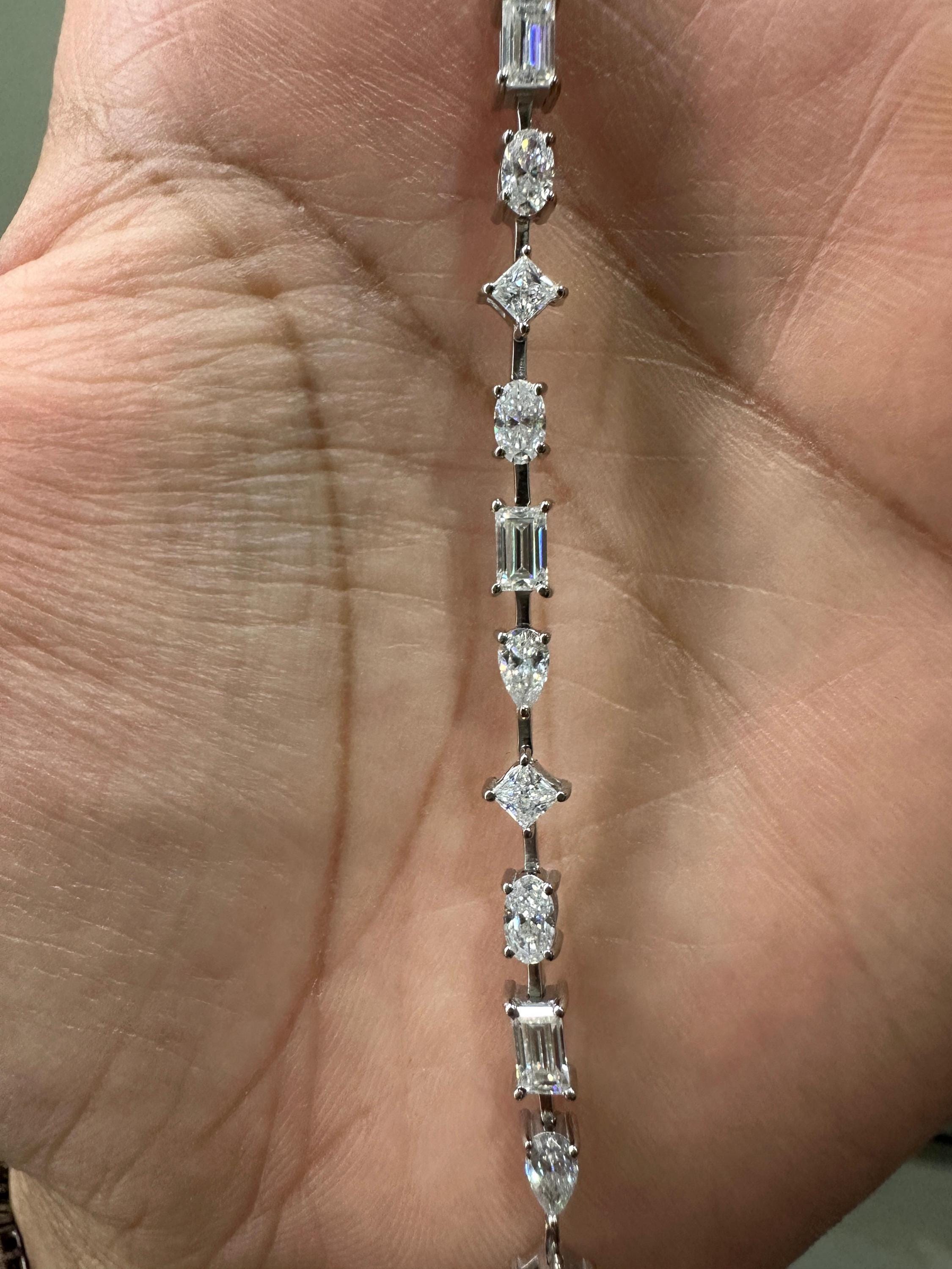 Luxury Moissanite Tennis Bracelet | Multi Shape Stones, 14k White Gold Jewelry for Gift