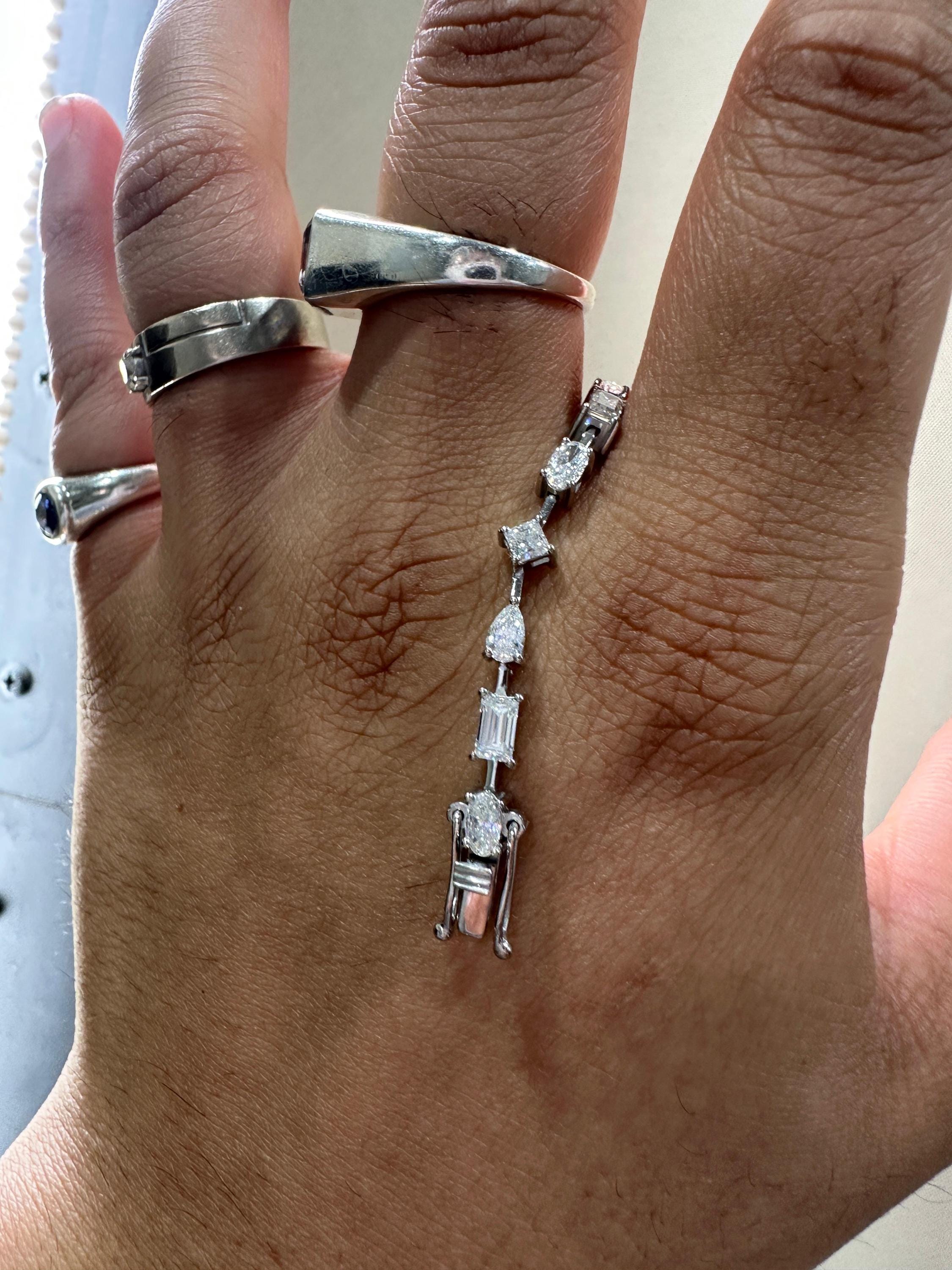 Luxury Moissanite Tennis Bracelet | Multi Shape Stones, 14k White Gold Jewelry for Gift