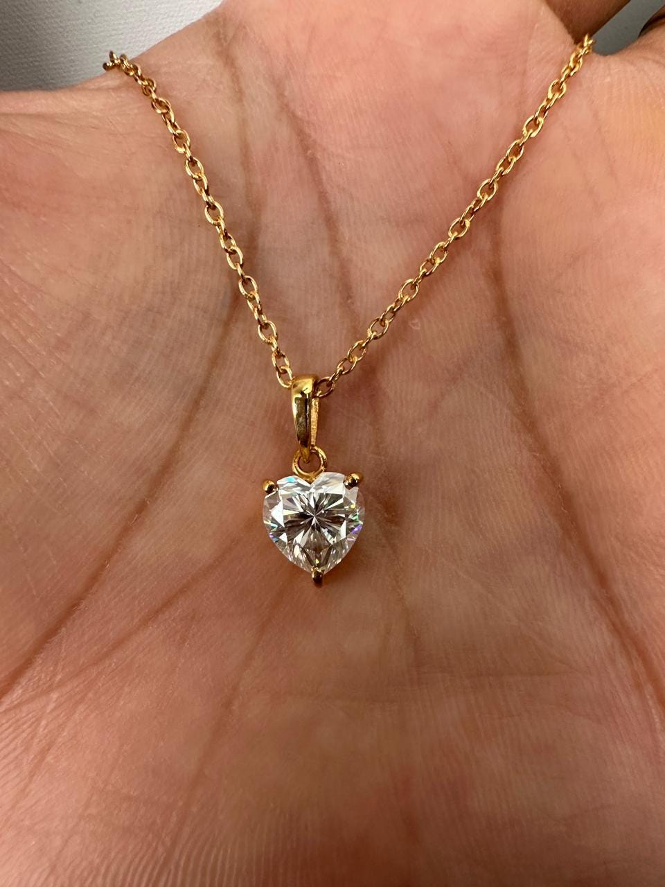 2 CT Heart Moissanite Pendant Necklace, 14K Gold Vermeil, Sterling Silver, Minimal Luxury Jewelry