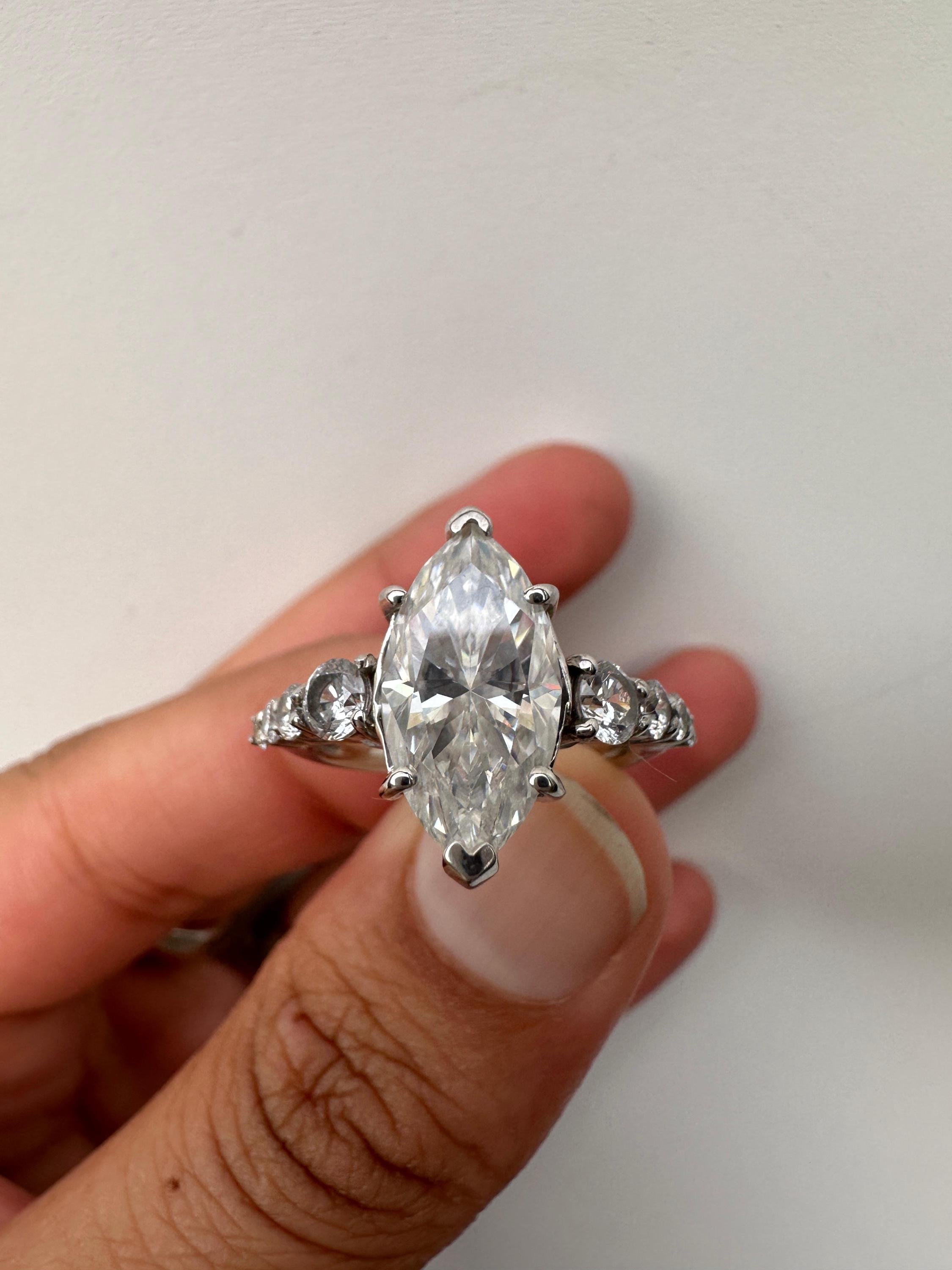 6 CT Marquise Moissanite Engagement Ring, 925 Sterling Silver Statement Ring, Elegant Gift Her