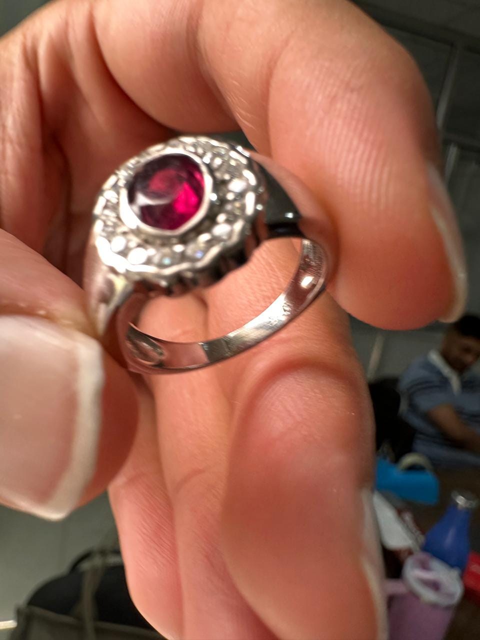 Natural Oval Ruby Halo Ring, 925 Sterling Silver, July Birthstone, Vintage Statement Jewelry