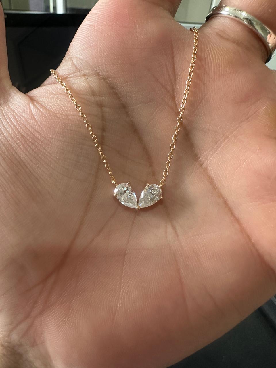Romantic Pear Moissanite Pendant Necklace | 18k Gold Vermeil, 2 Carat Sparkle