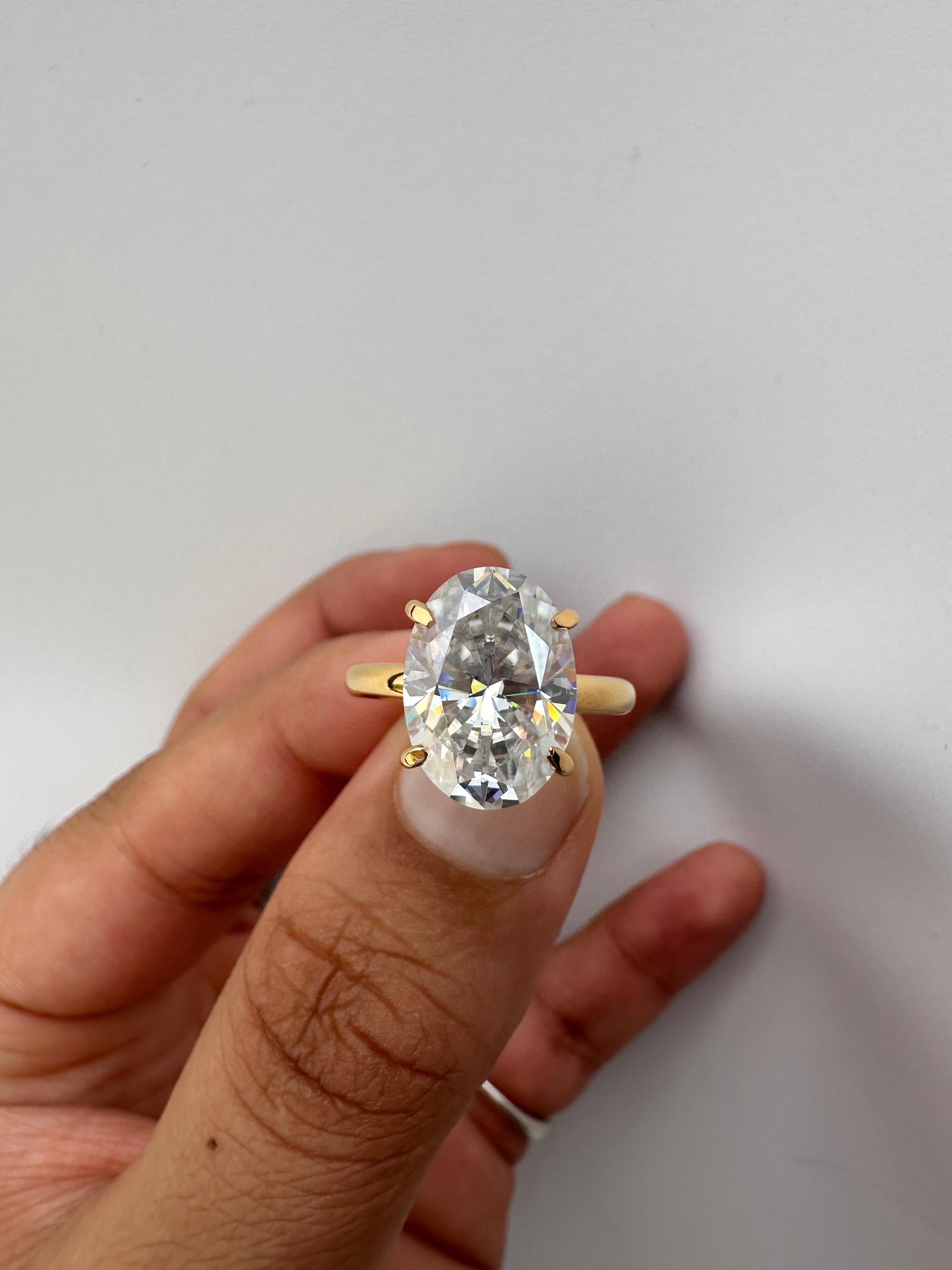 6 CT Chunky Moissanite Engagement Ring | 14K Yellow Gold | Luxury Gift for her
