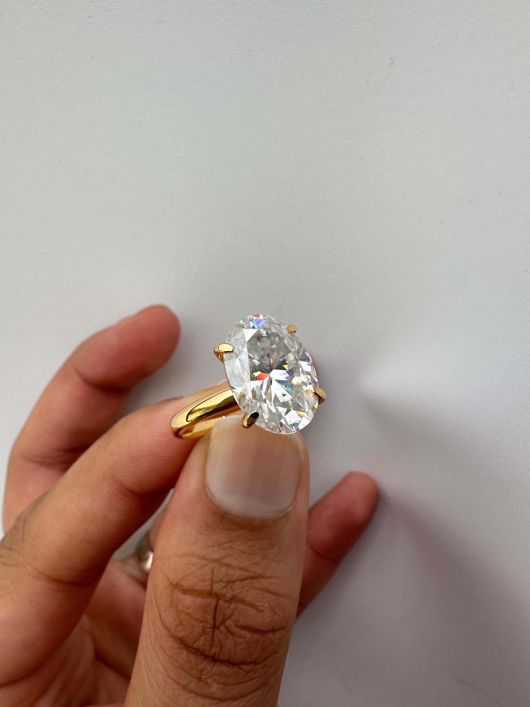 6 CT Chunky Moissanite Engagement Ring | 14K Yellow Gold | Luxury Gift for her